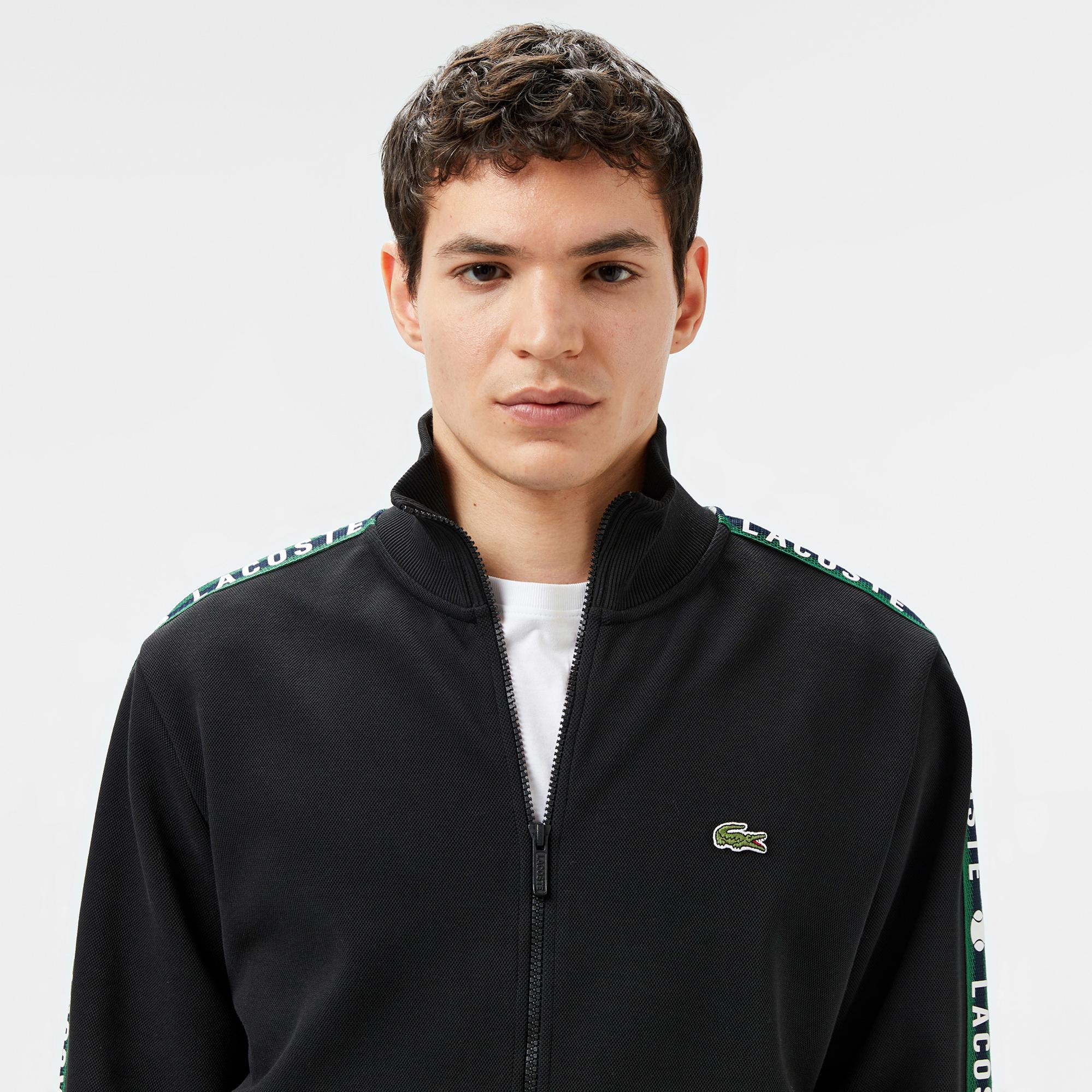 Lacoste Erkek Fermuarlı Baskılı Siyah Sweatshirt