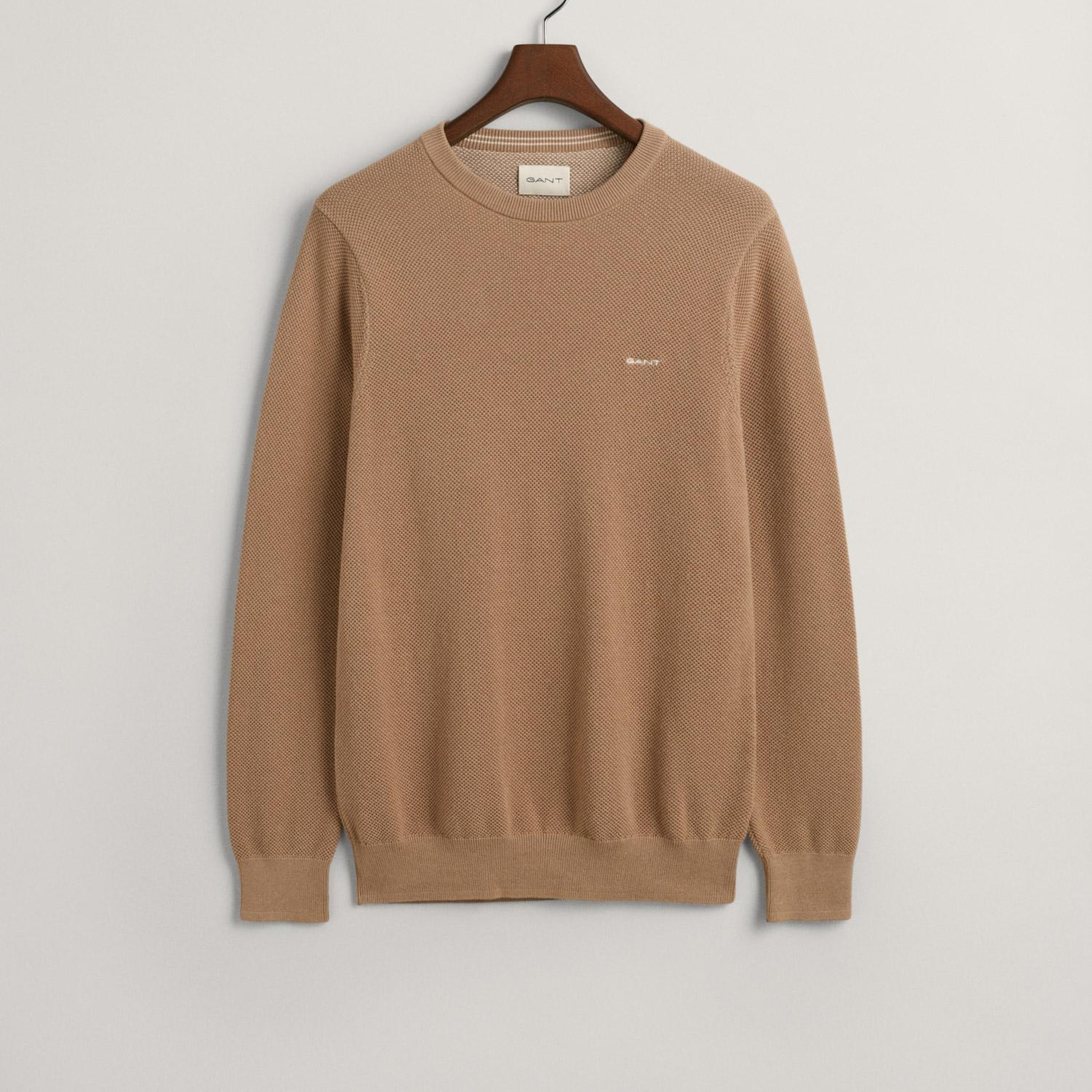 GANT Erkek Bej Regular Fit Bisiklet Yaka Kazak