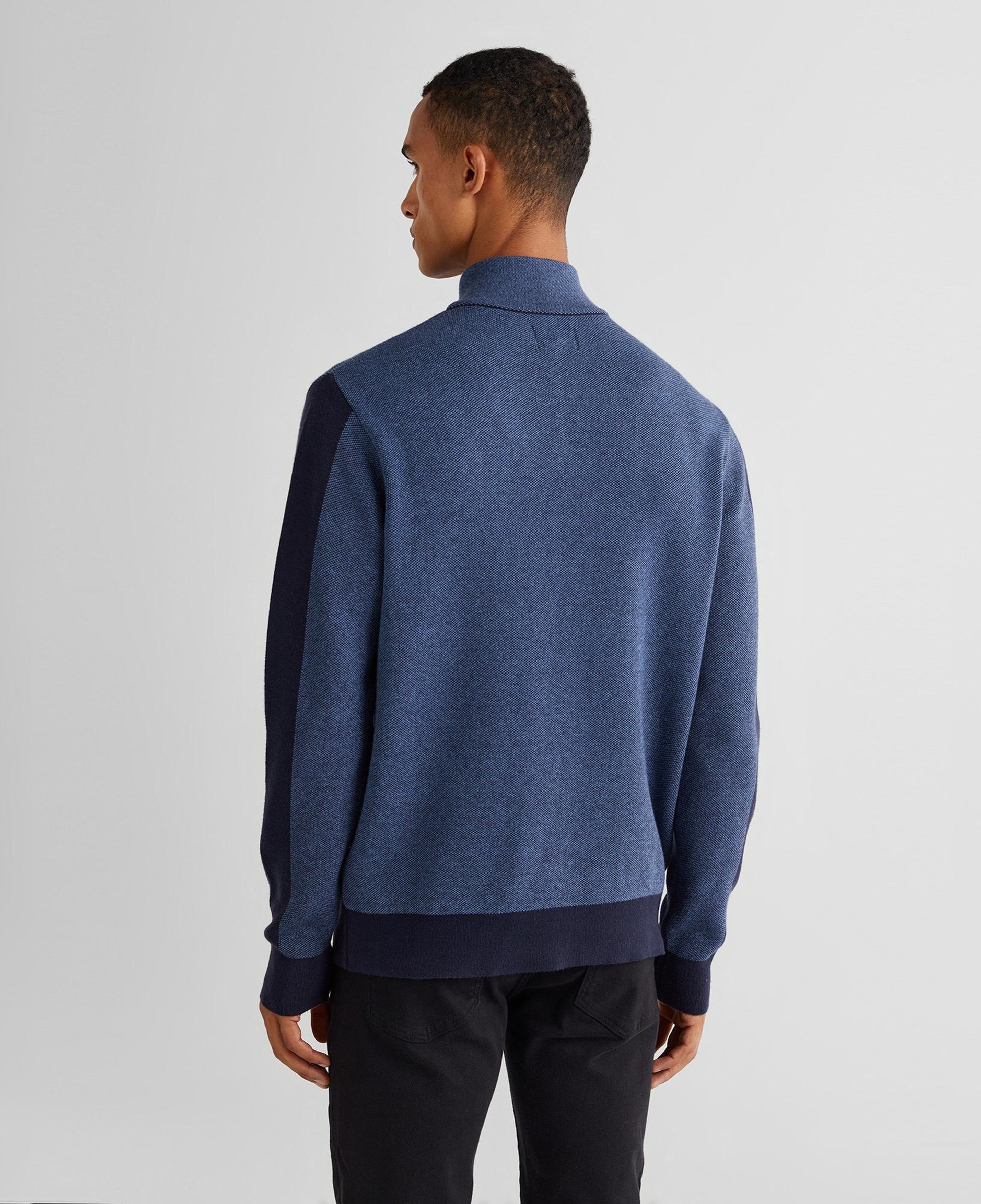 GANT Erkek Lacivert Relaxed Fit Yarım Fermuarlı Renk Bloklu Kazak