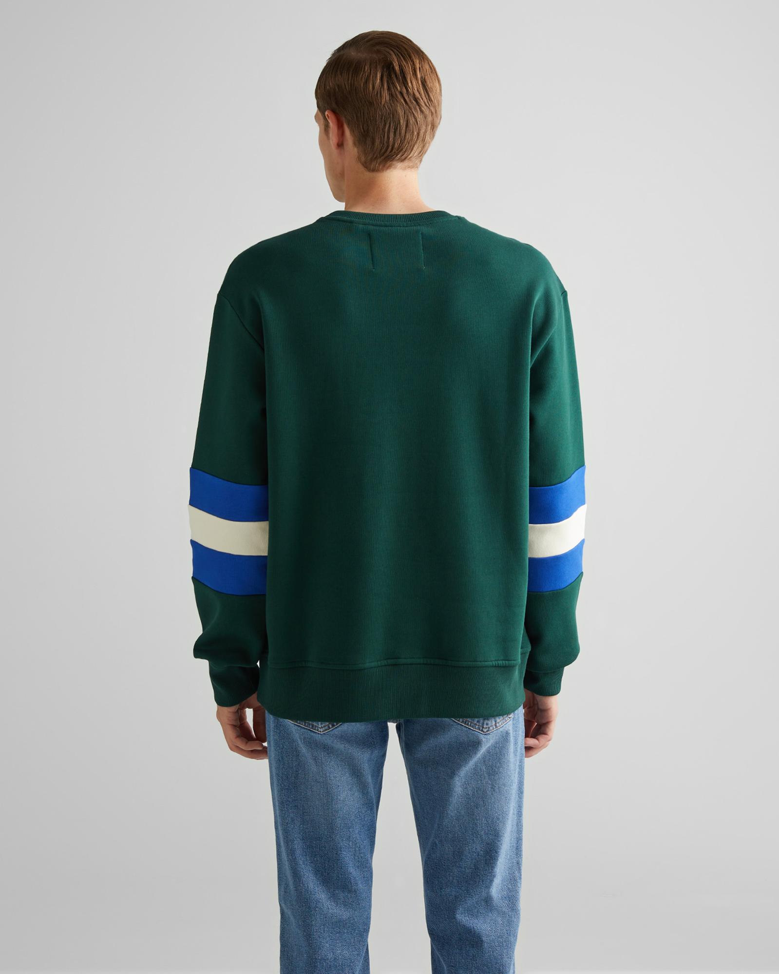 GANT Erkek Yeşil Relaxed Fit Bisiklet Yaka Renk Bloklu Sweatshirt