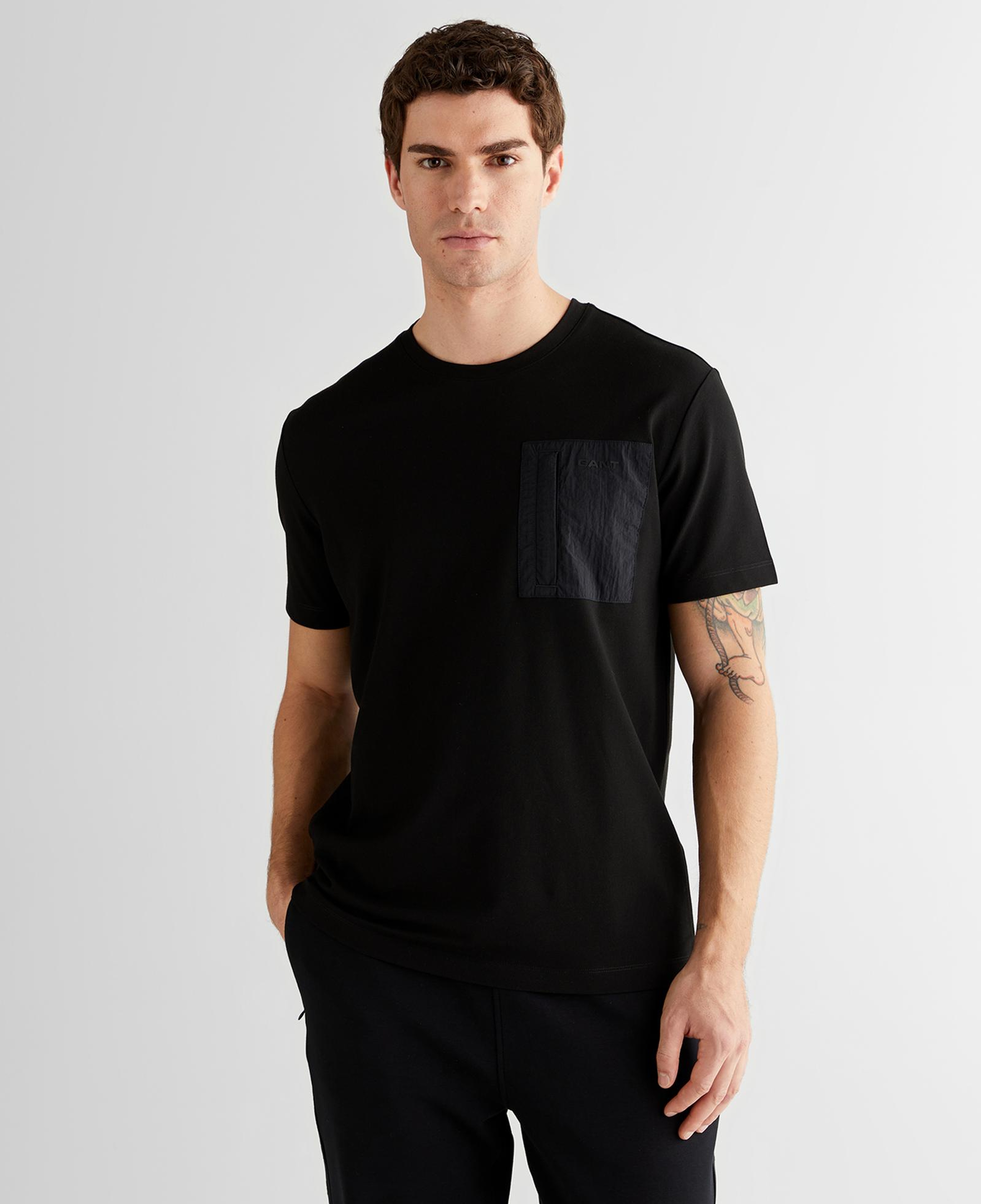 GANT Erkek Siyah Regular Fit Bisiklet Yaka T-Shirt