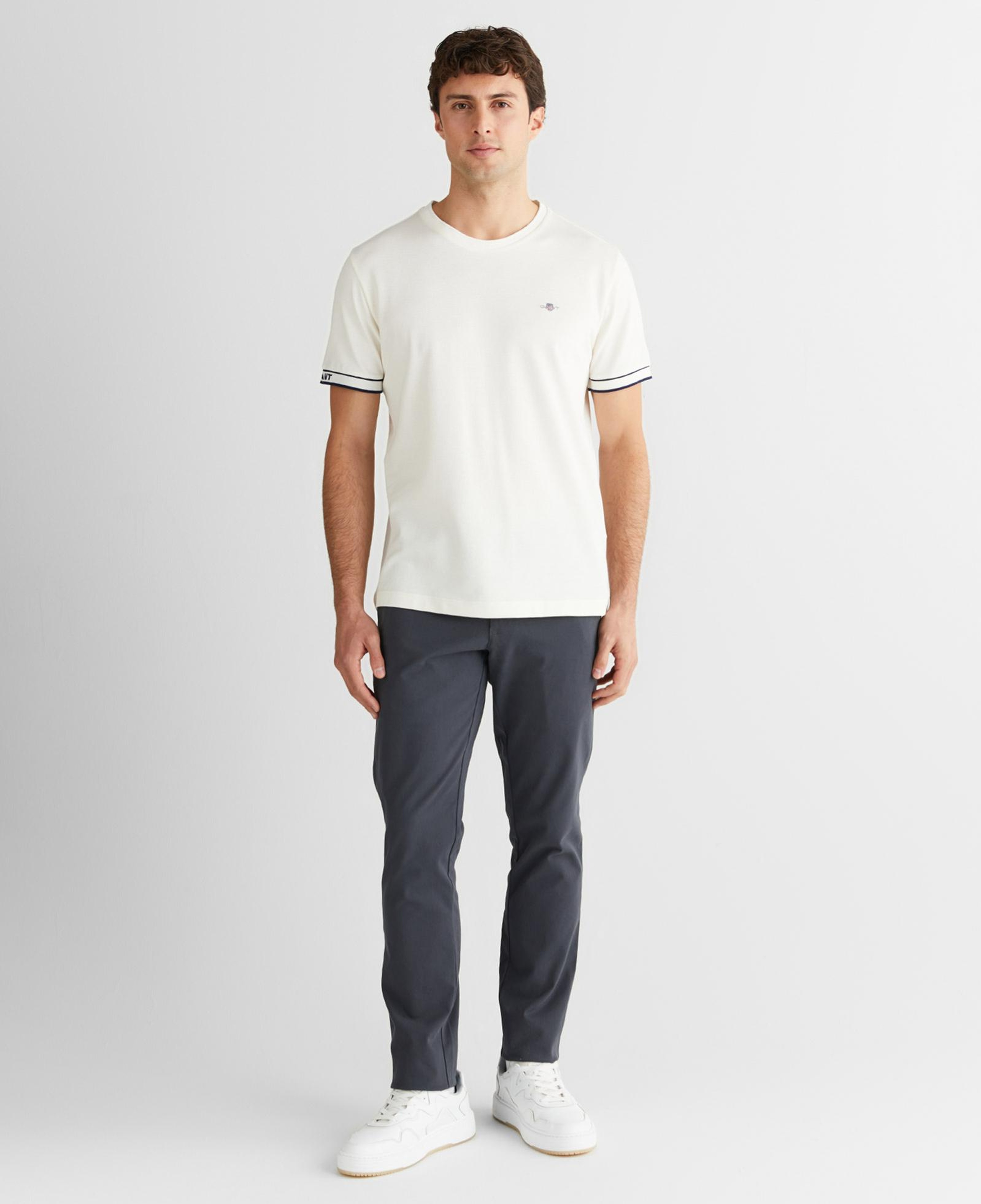 GANT Erkek Beyaz Regular Fit Bisiklet Yaka T-Shirt