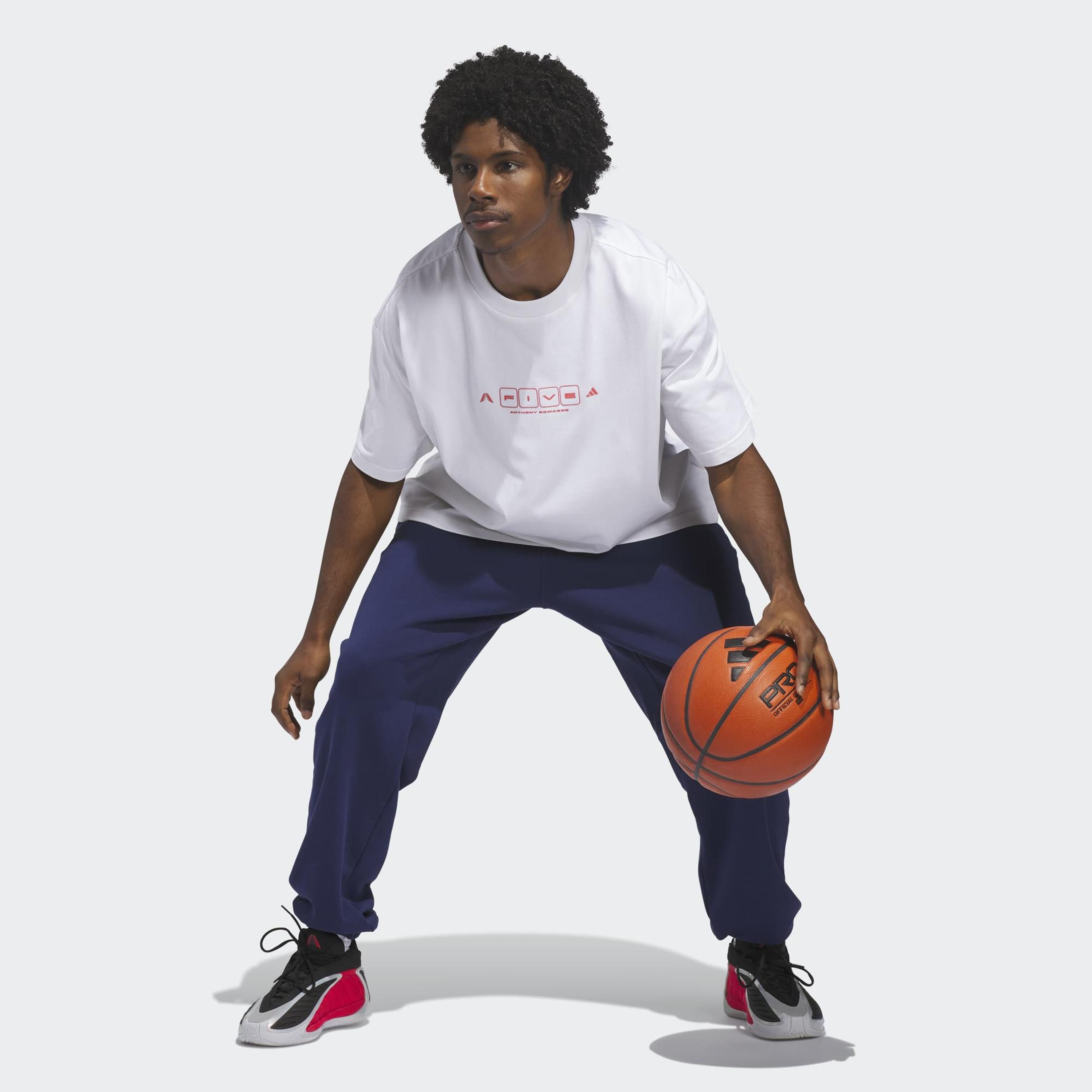 adidas Anthony Edwards World Of 5 Erkek Beyaz Basketbol T-Shirt