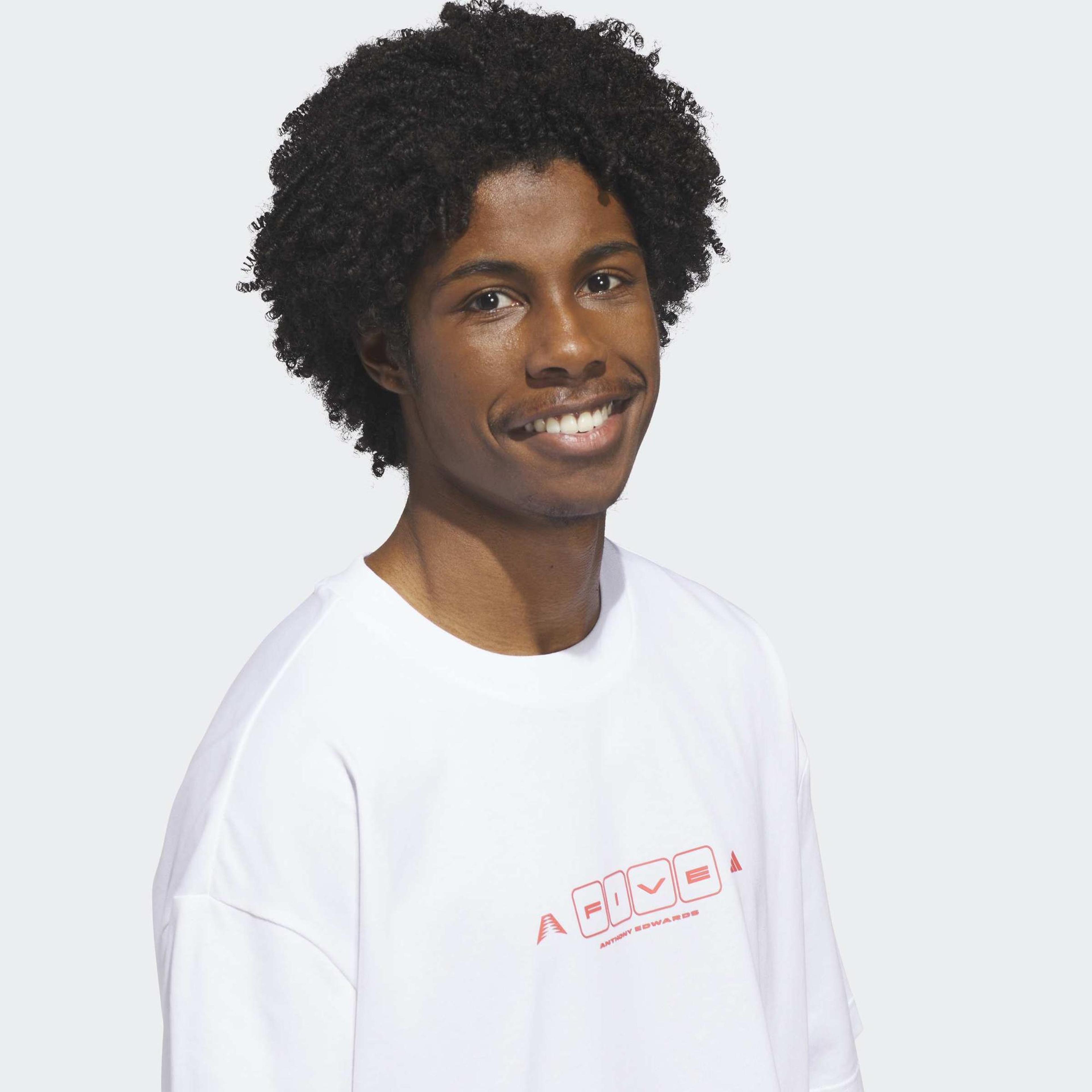 adidas Anthony Edwards World Of 5 Erkek Beyaz Basketbol T-Shirt