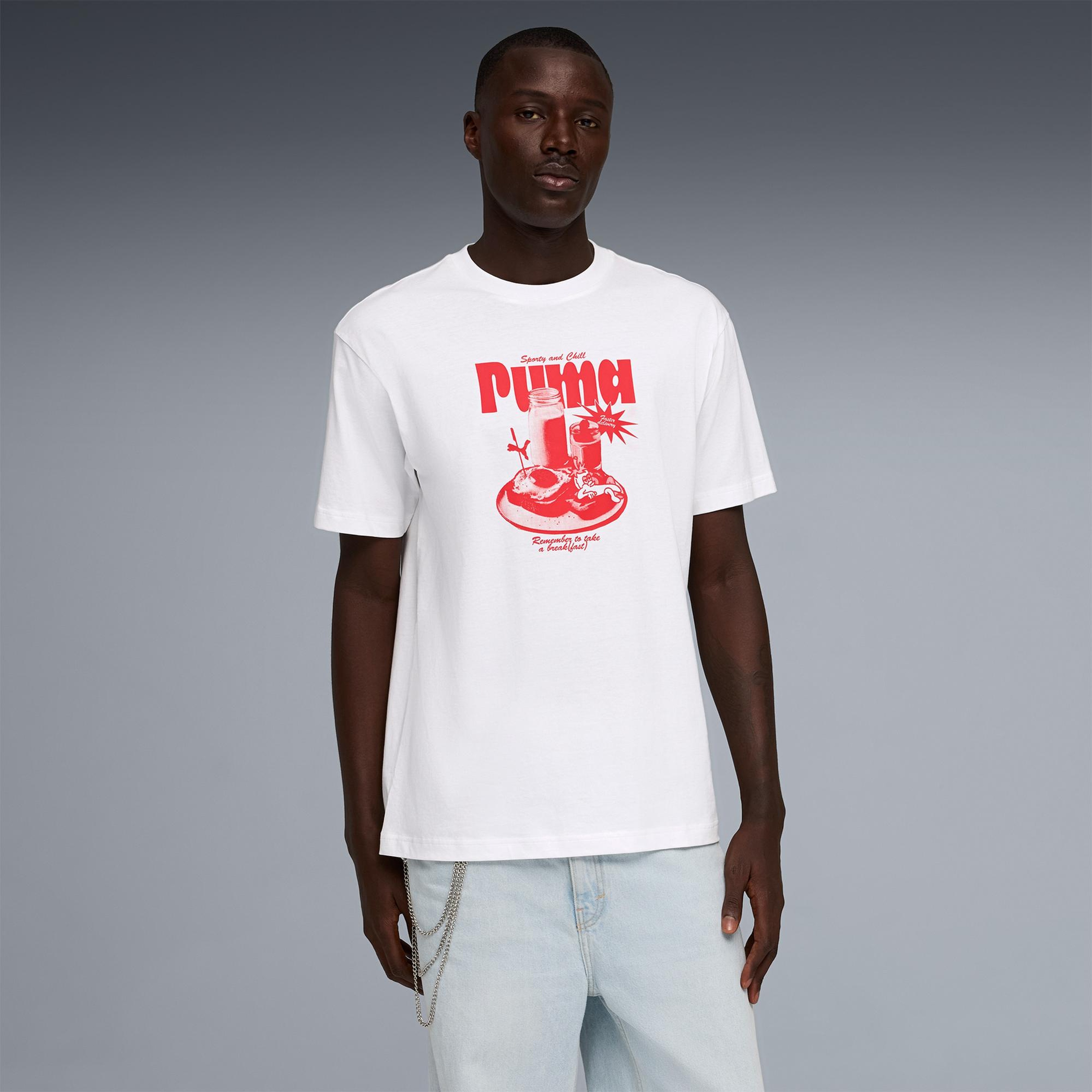 Puma Graphic  Erkek Beyaz T-Shirt