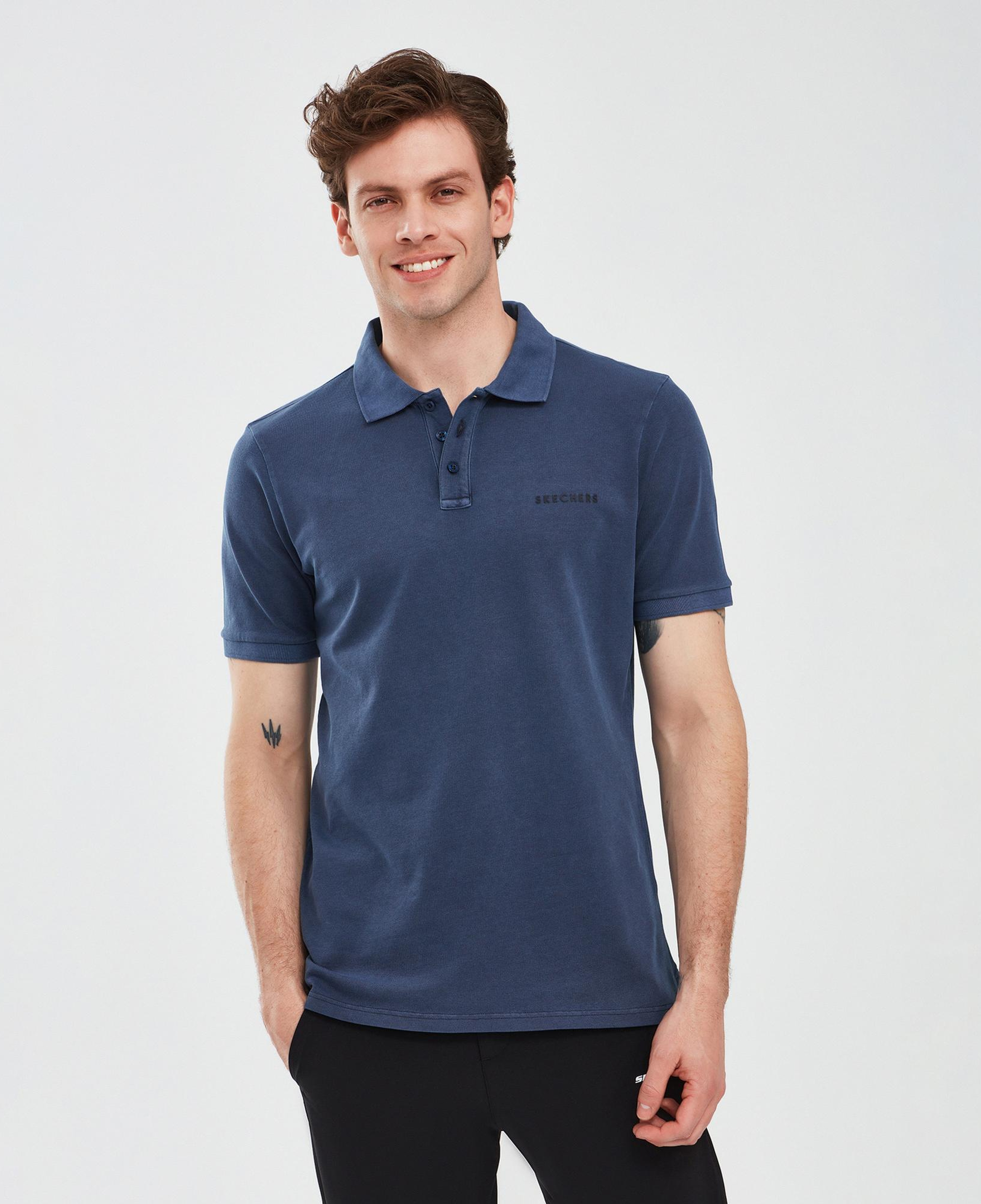 Skechers Organic Erkek Mavi Günlük Polo T-Shirt