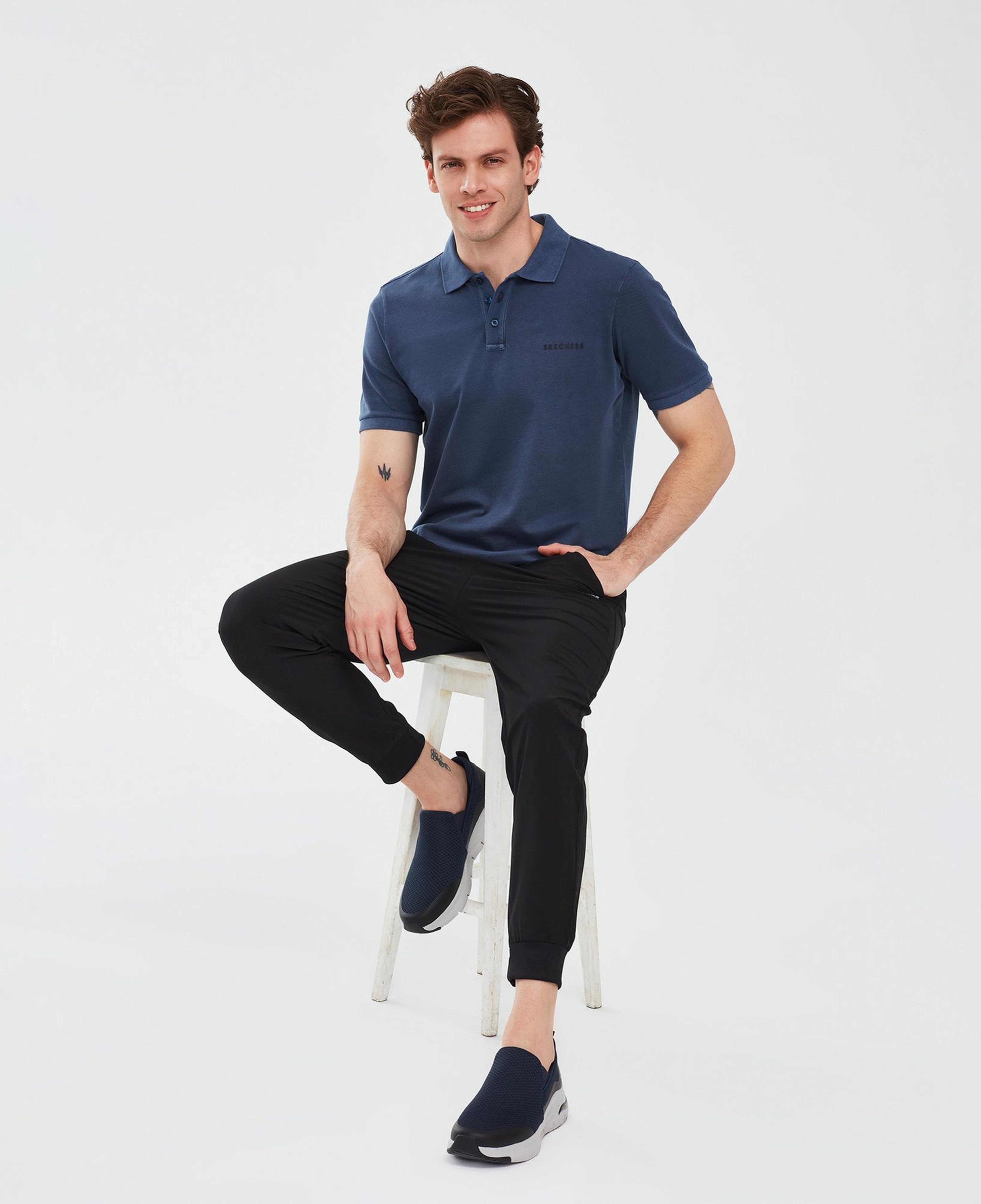 Skechers Organic Erkek Mavi Günlük Polo T-Shirt