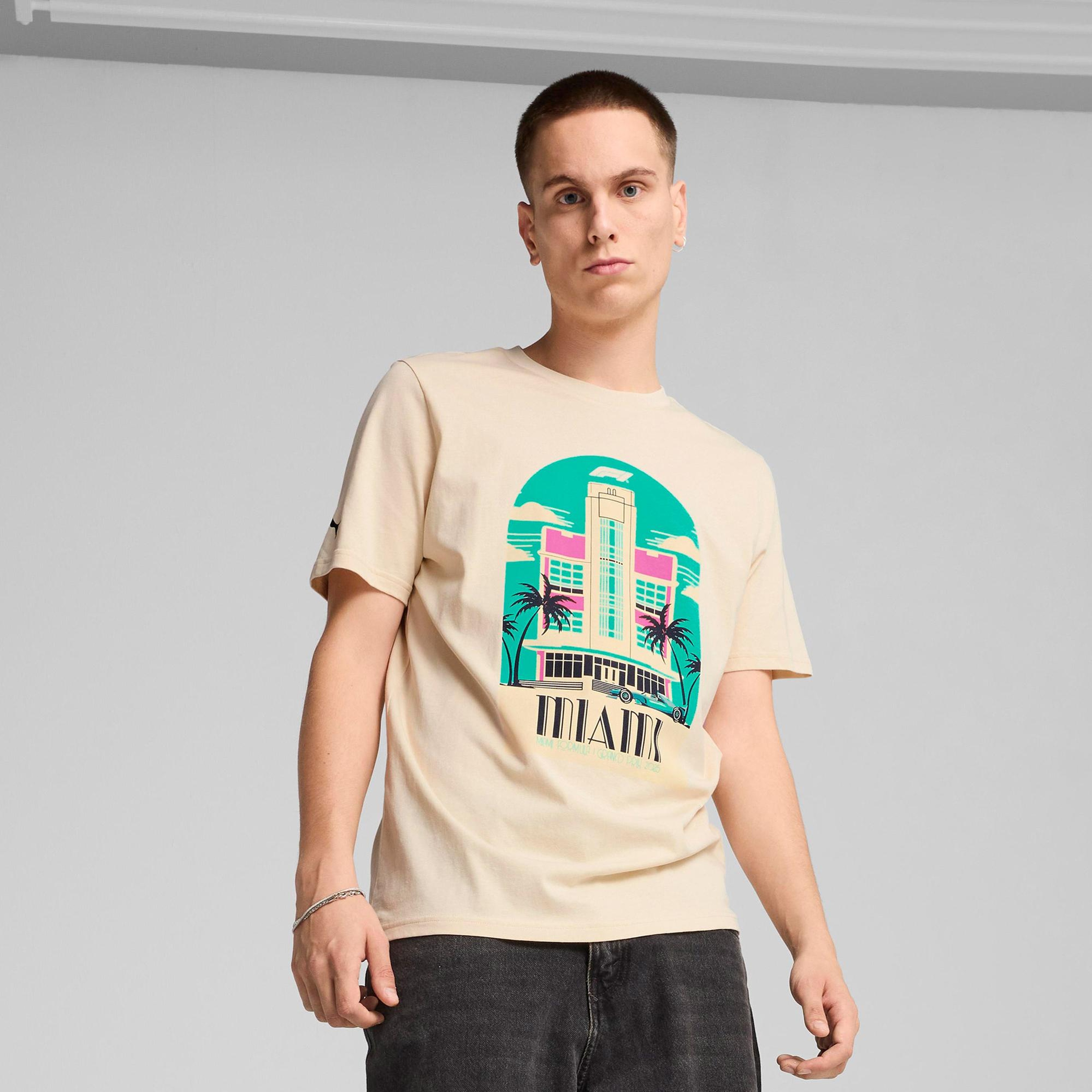 Puma F1 Miami Erkek Krem T-Shirt