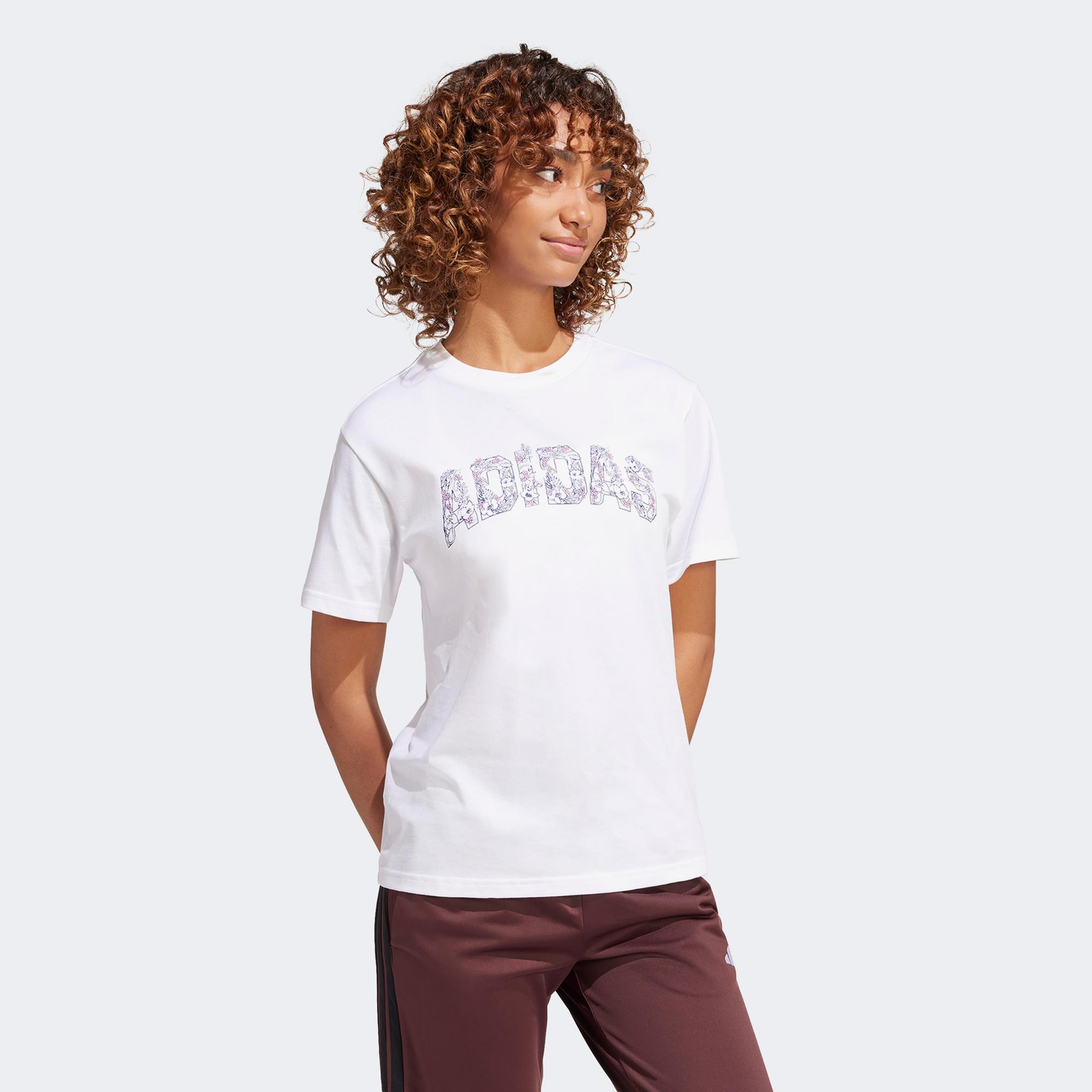 adidas Tech Illustrate Graphic Kadın Beyaz T-Shirt