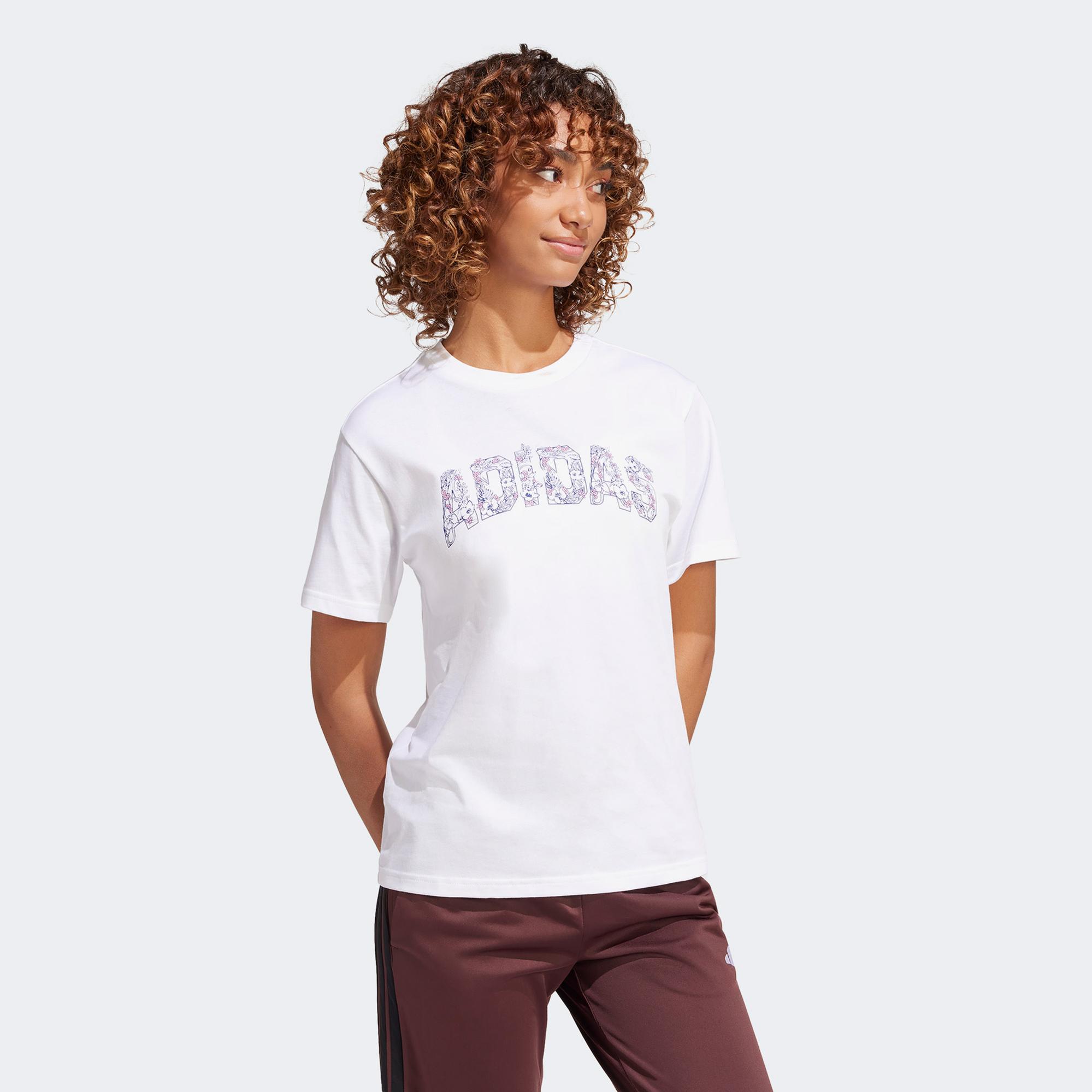 adidas Tech Illustrate Graphic Kadın Beyaz T-Shirt