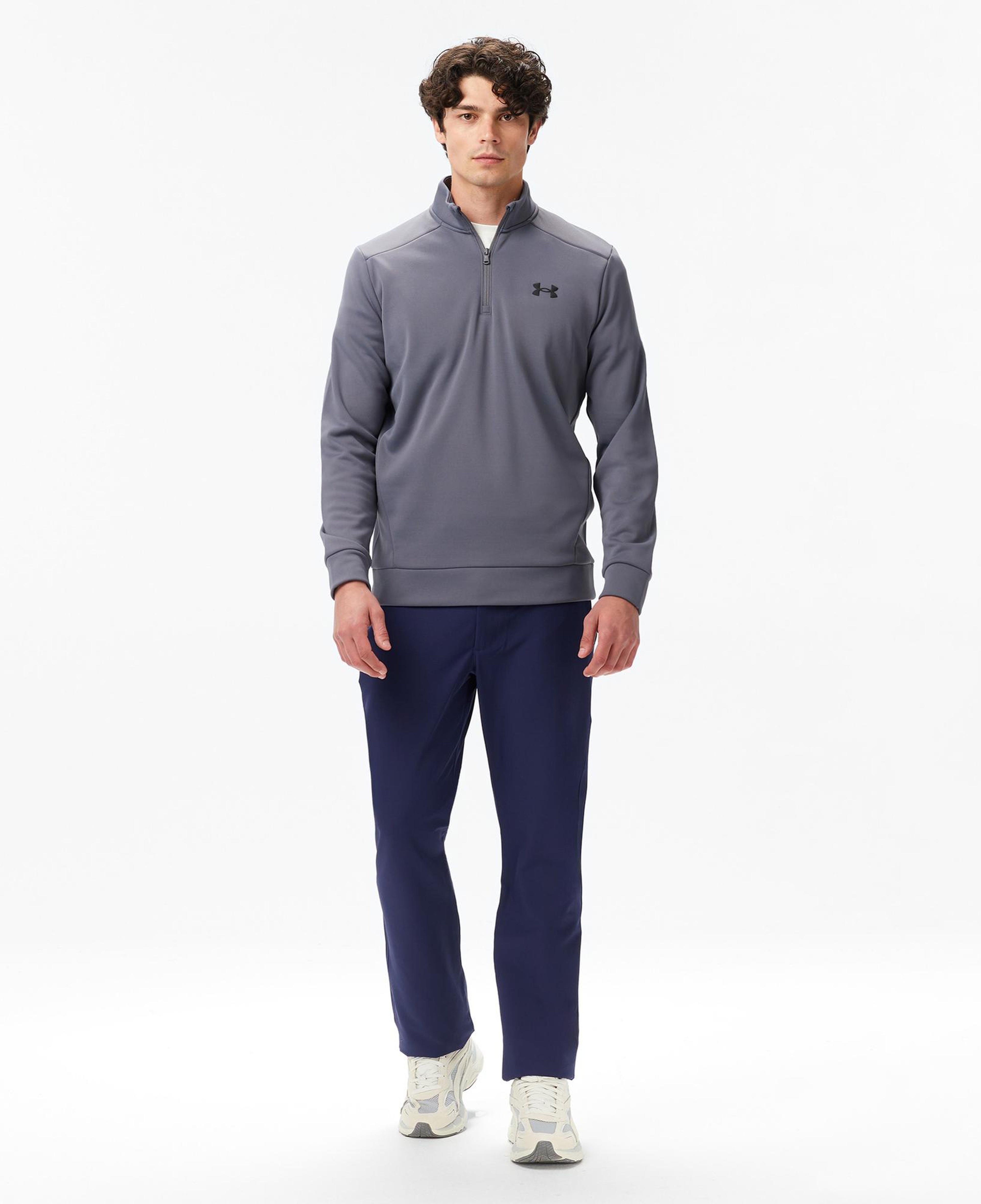 Under Armour Armour Fleece 14 Zip Erkek Gri Sweatshirt