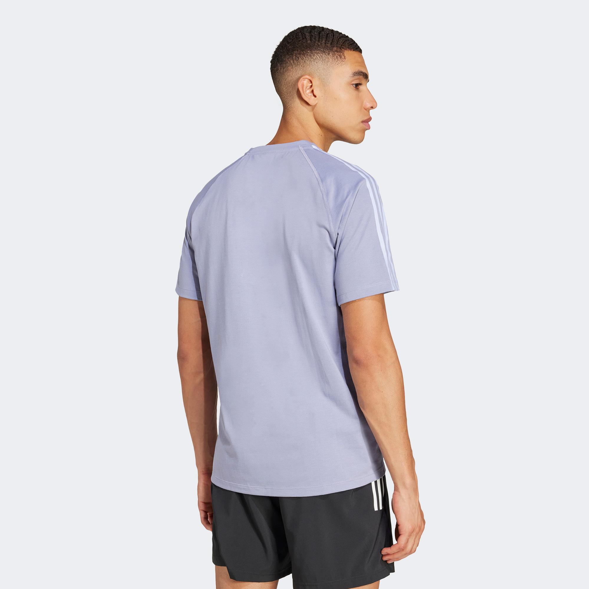 adidas Own The Run 3 Stripes Erkek Mor Koşu T-Shirt