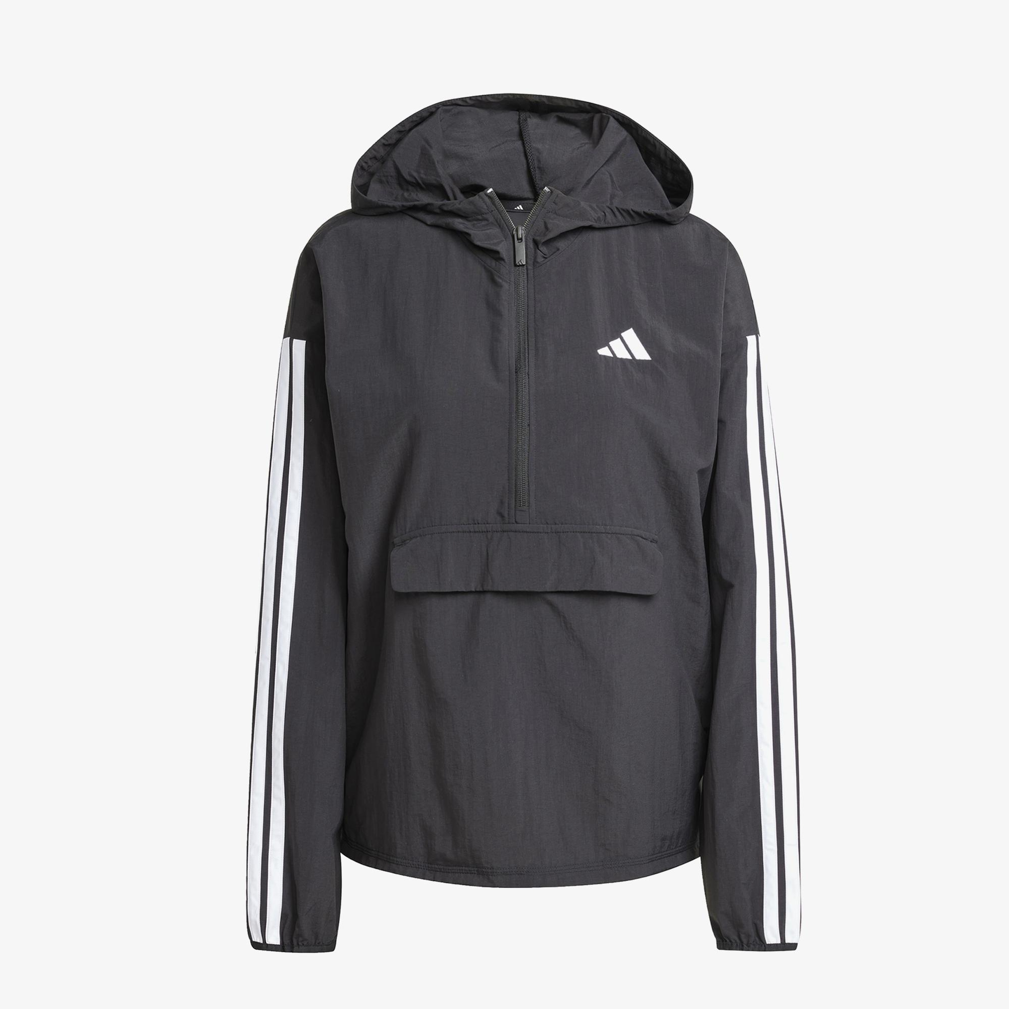 adidas Essentials 3 Striped Lifestyle Kadın Siyah Rüzgarlık Ceket