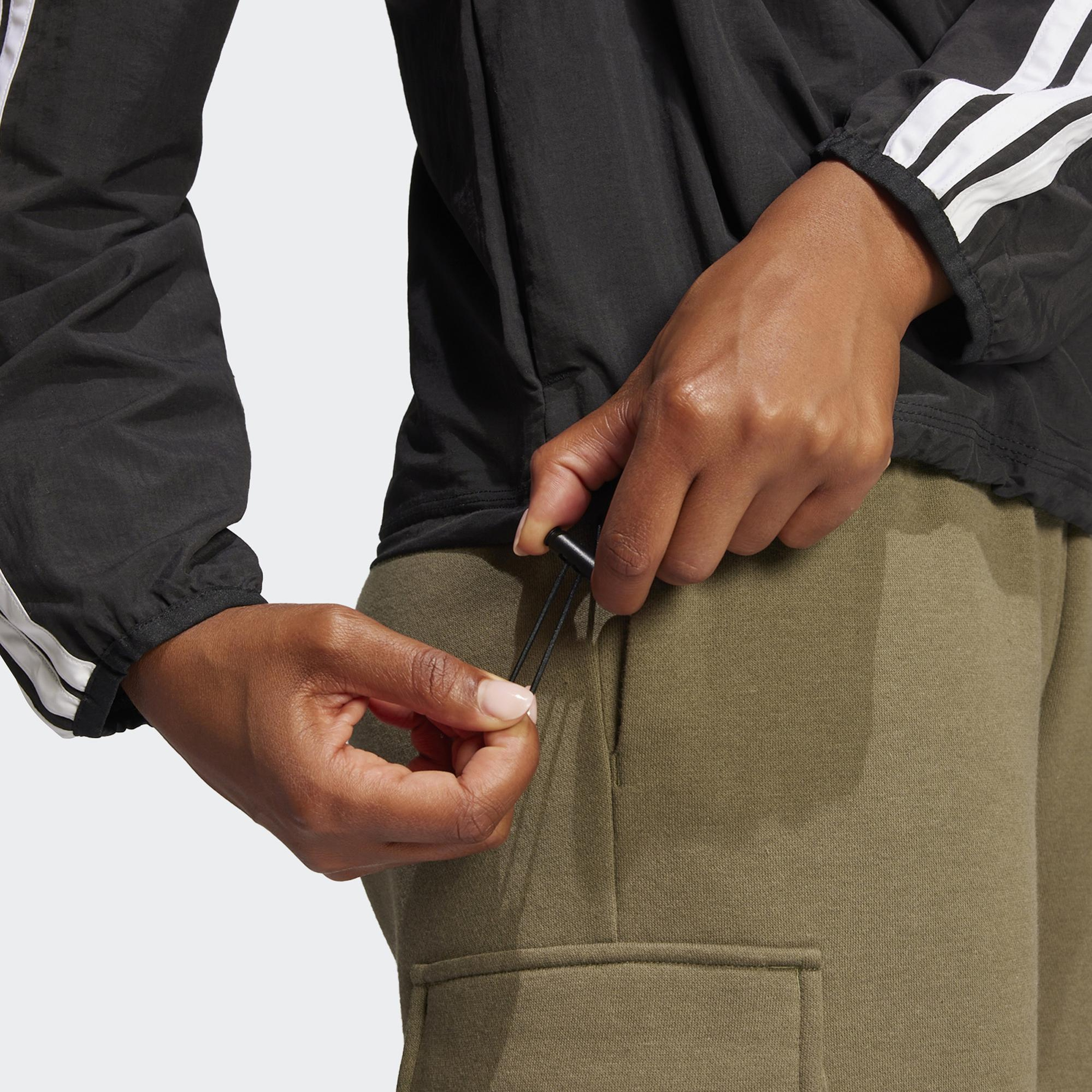 adidas Essentials 3 Striped Lifestyle Kadın Siyah Rüzgarlık Ceket