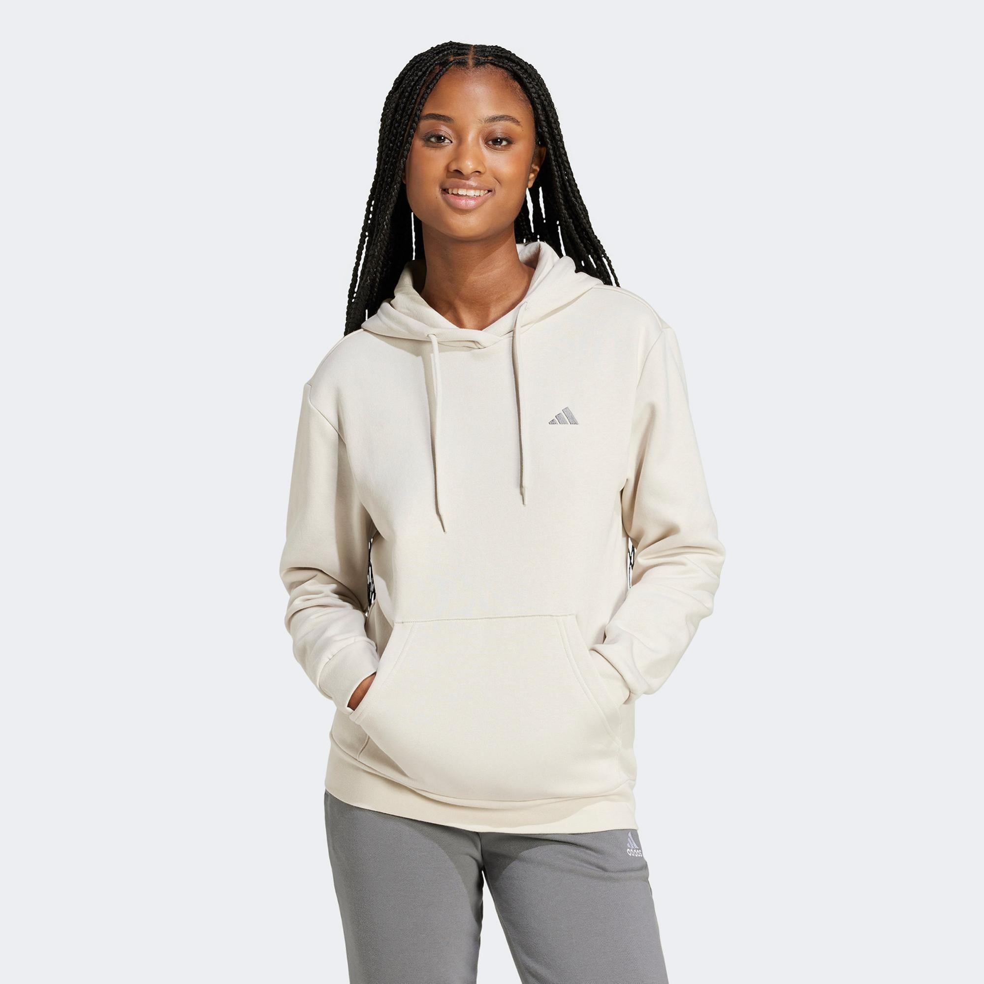 adidas Essentials Small Logo Kadın Bej Günlük Sweatshirt