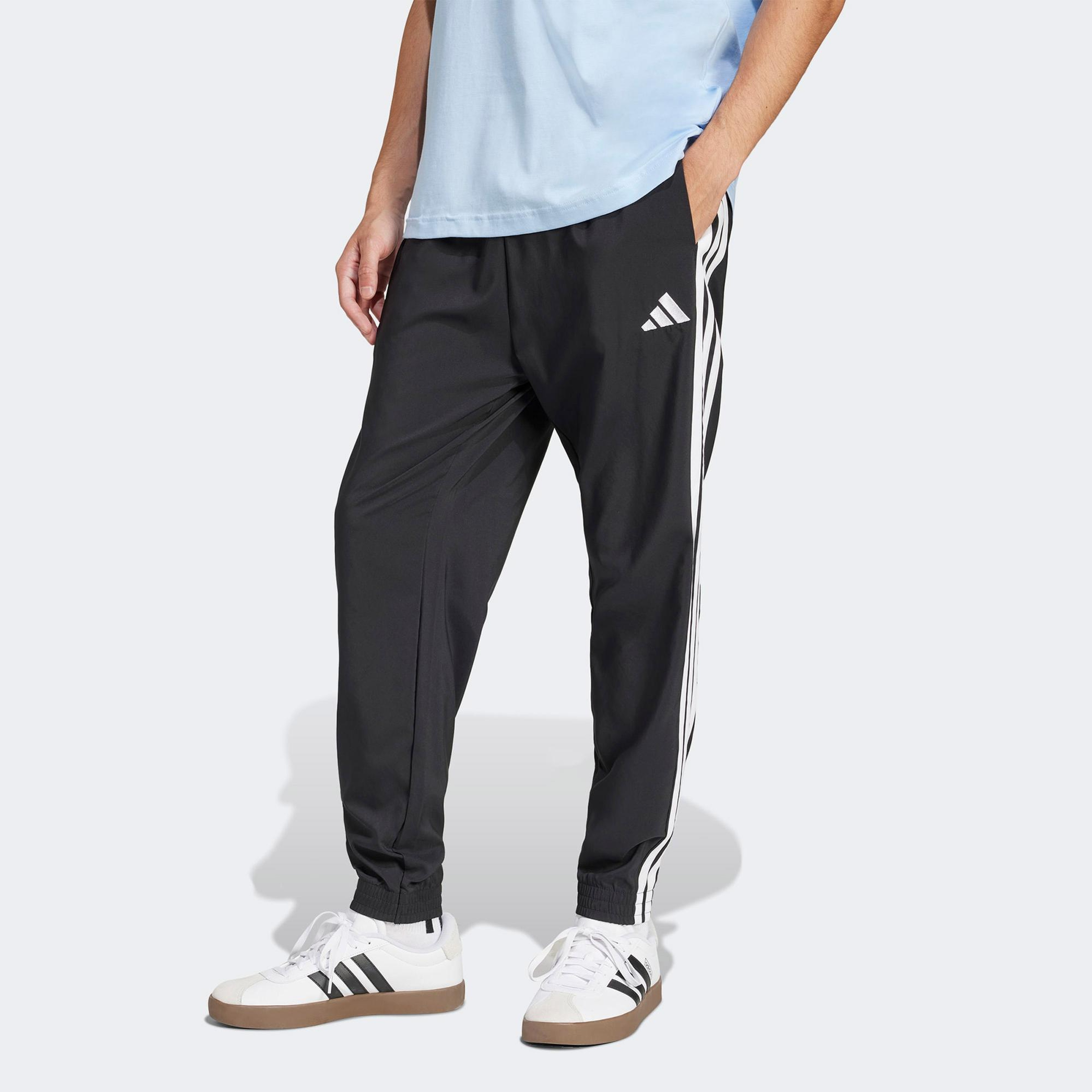 adidas Essentials 3 Stripes Woven Erkek Siyah Antrenman Eşofman Altı