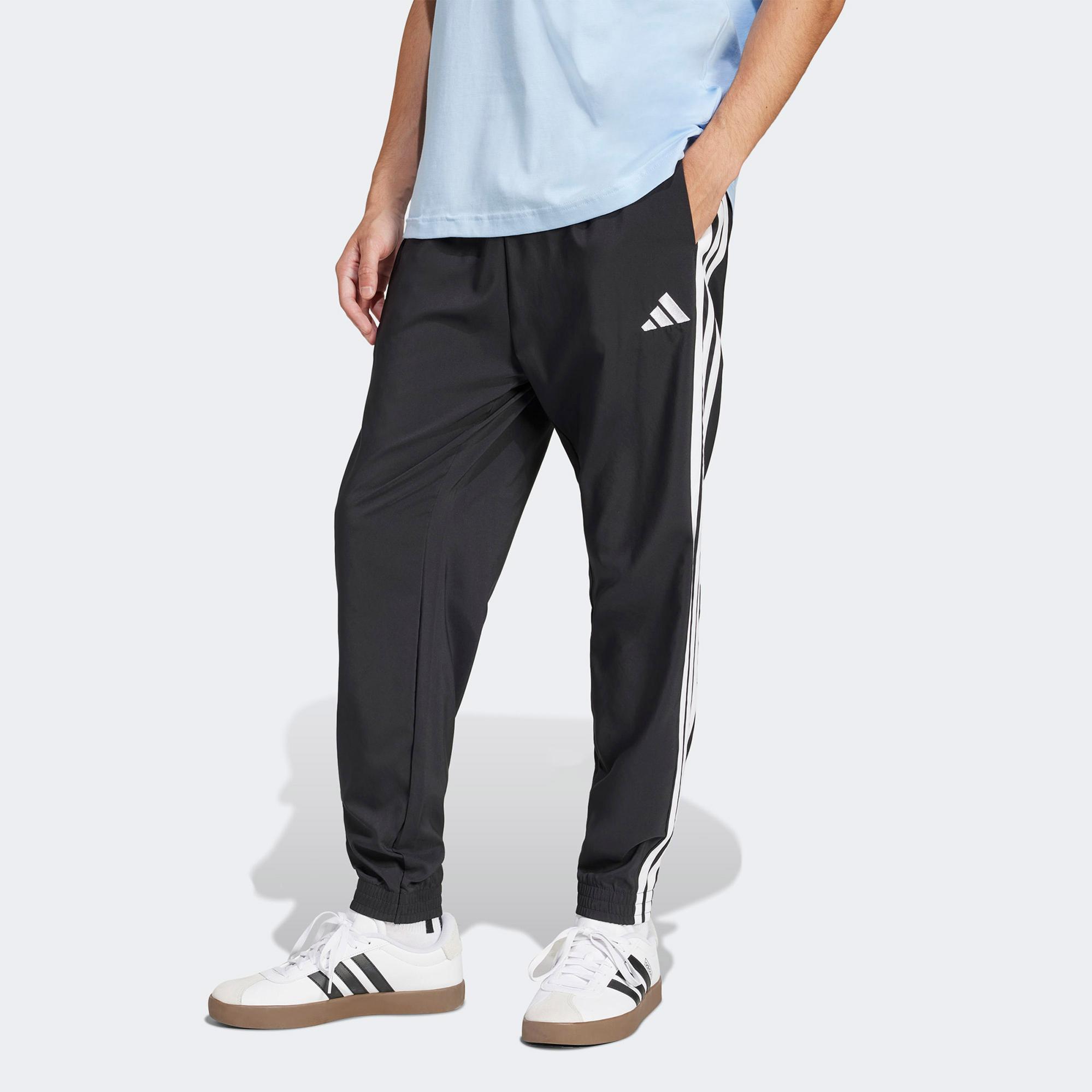 adidas Essentials 3 Stripes Woven Erkek Siyah Antrenman Eşofman Altı