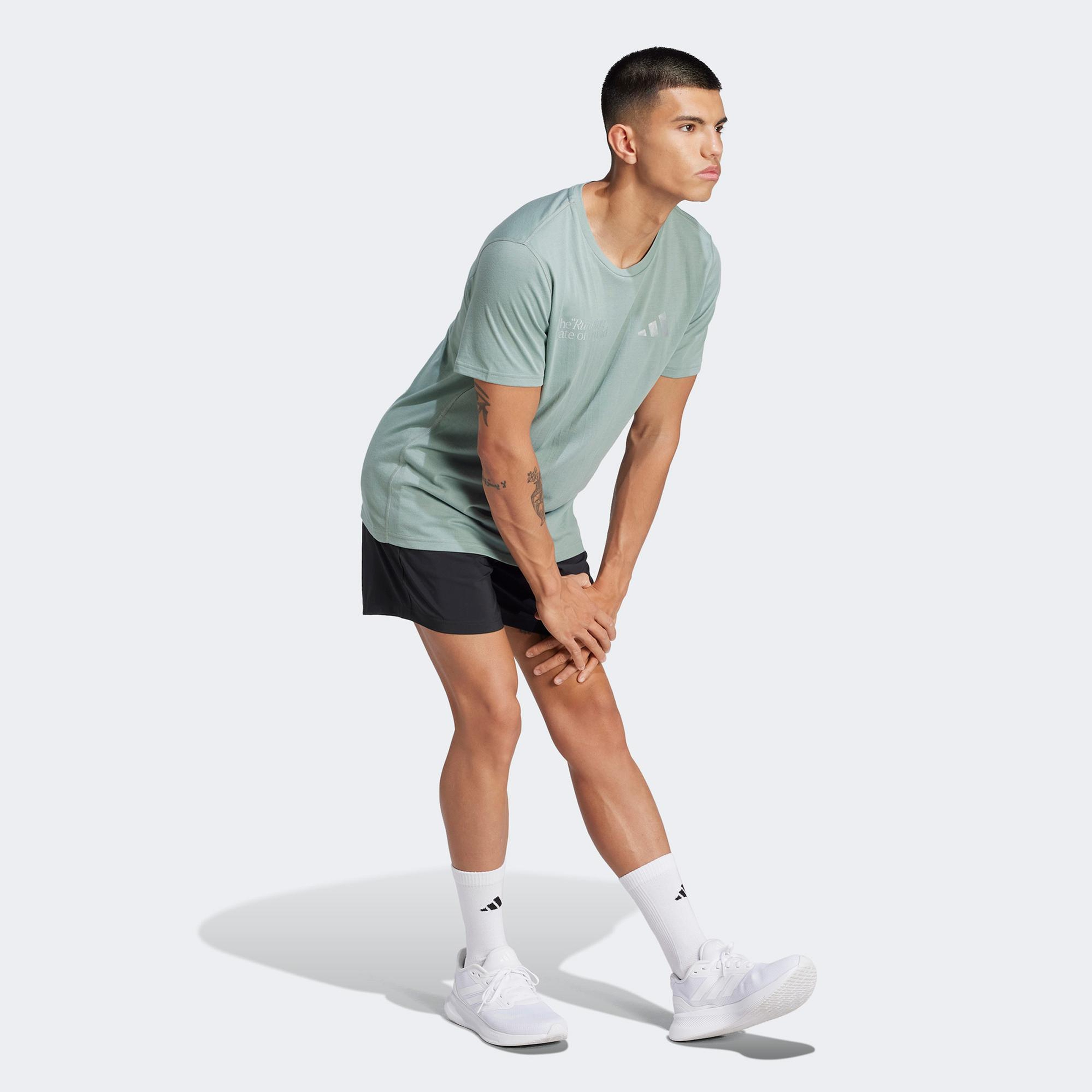 adidas Ultimate Metallic Graphic Erkek Yeşil Koşu T-Shirt