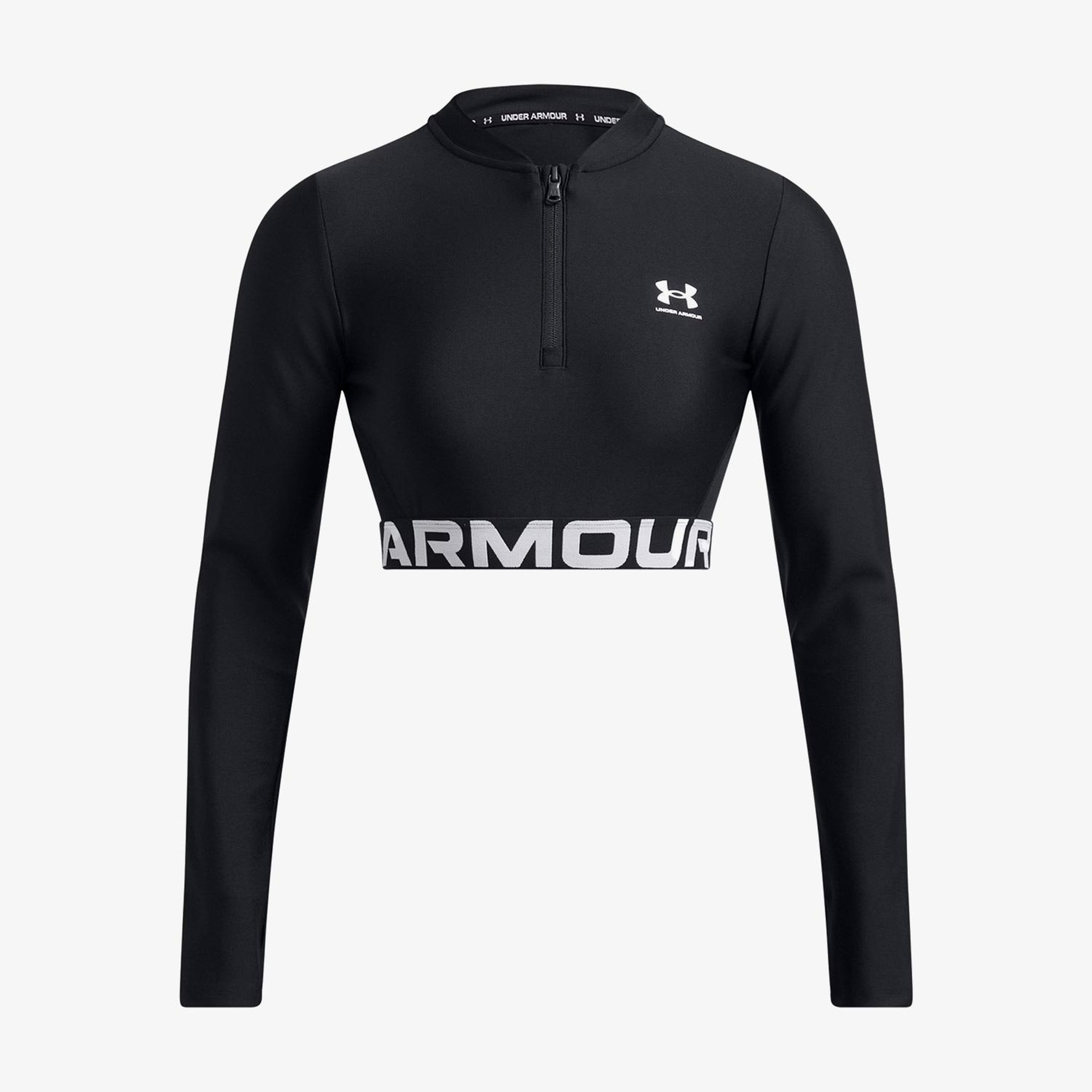 Under Armour Heat Gear Rib 1/4 Zipped Kadın Siyah Antrenman Üstü