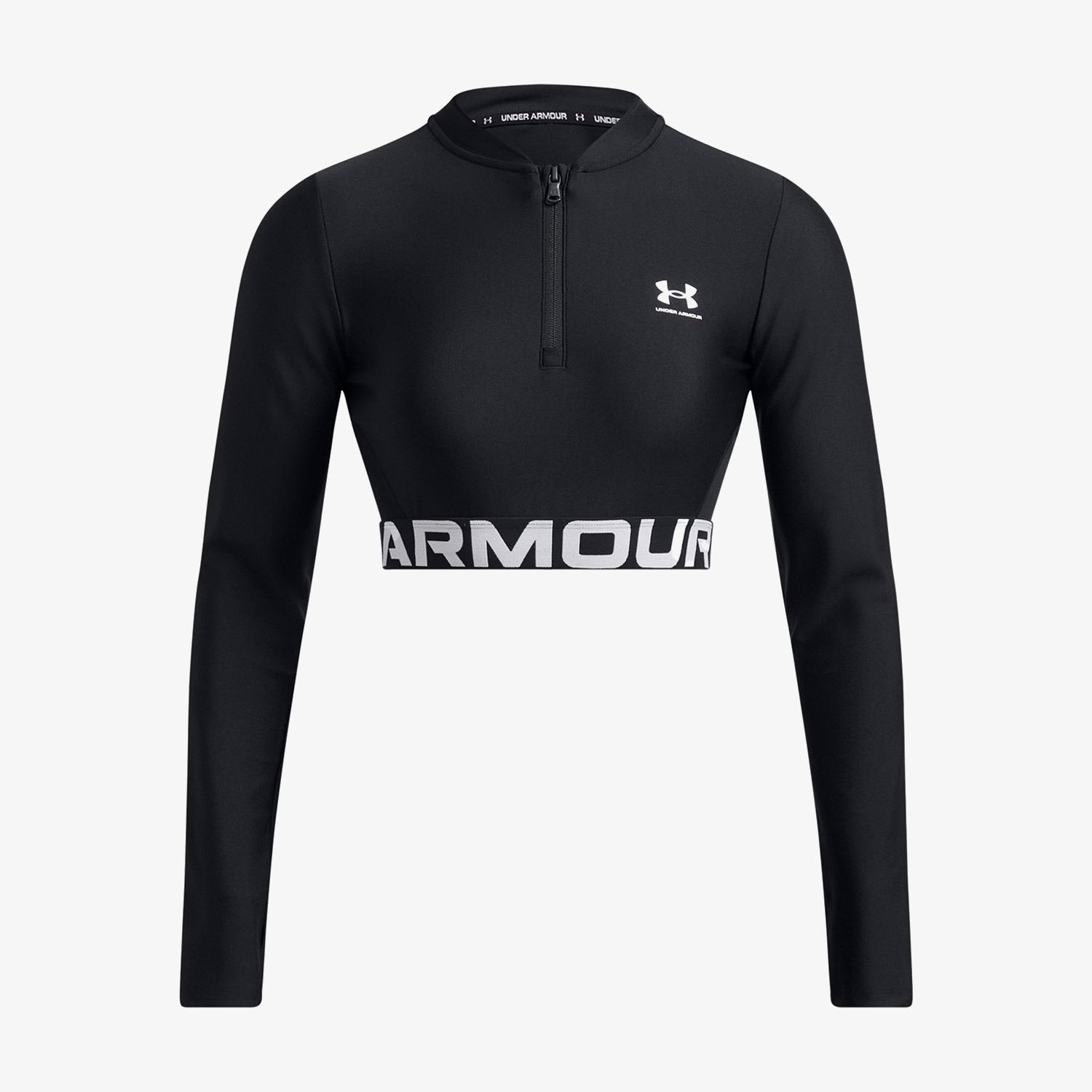 Under Armour Heat Gear Rib 1/4 Zipped Kadın Siyah Antrenman Üstü