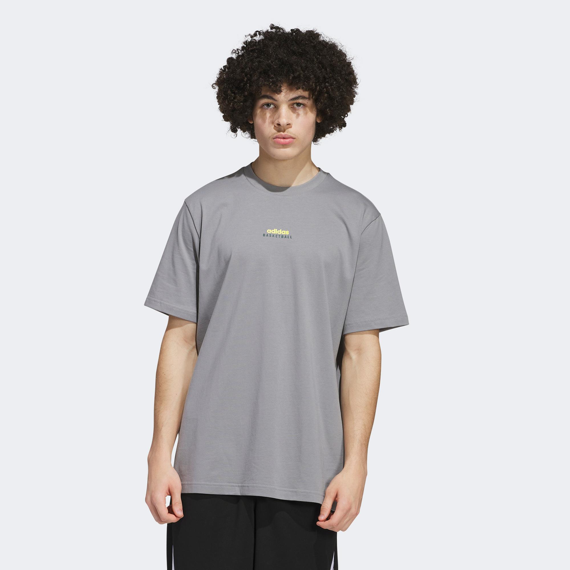 adidas We Ball Together Graphic Erkek Gri Basketbol T-Shirt