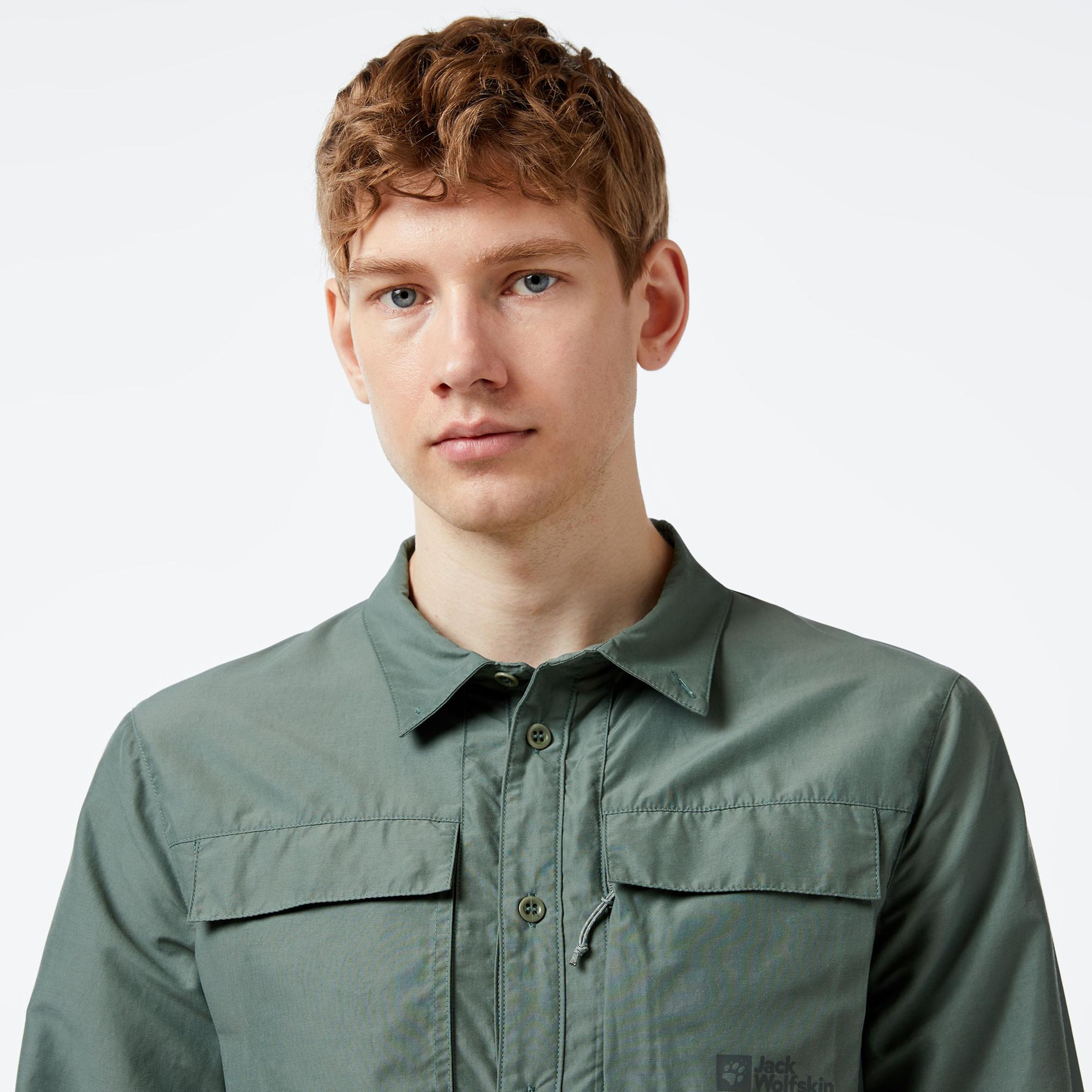 Jack Wolfskin Barrier L/S Erkek Yeşil Outdoor Gömlek