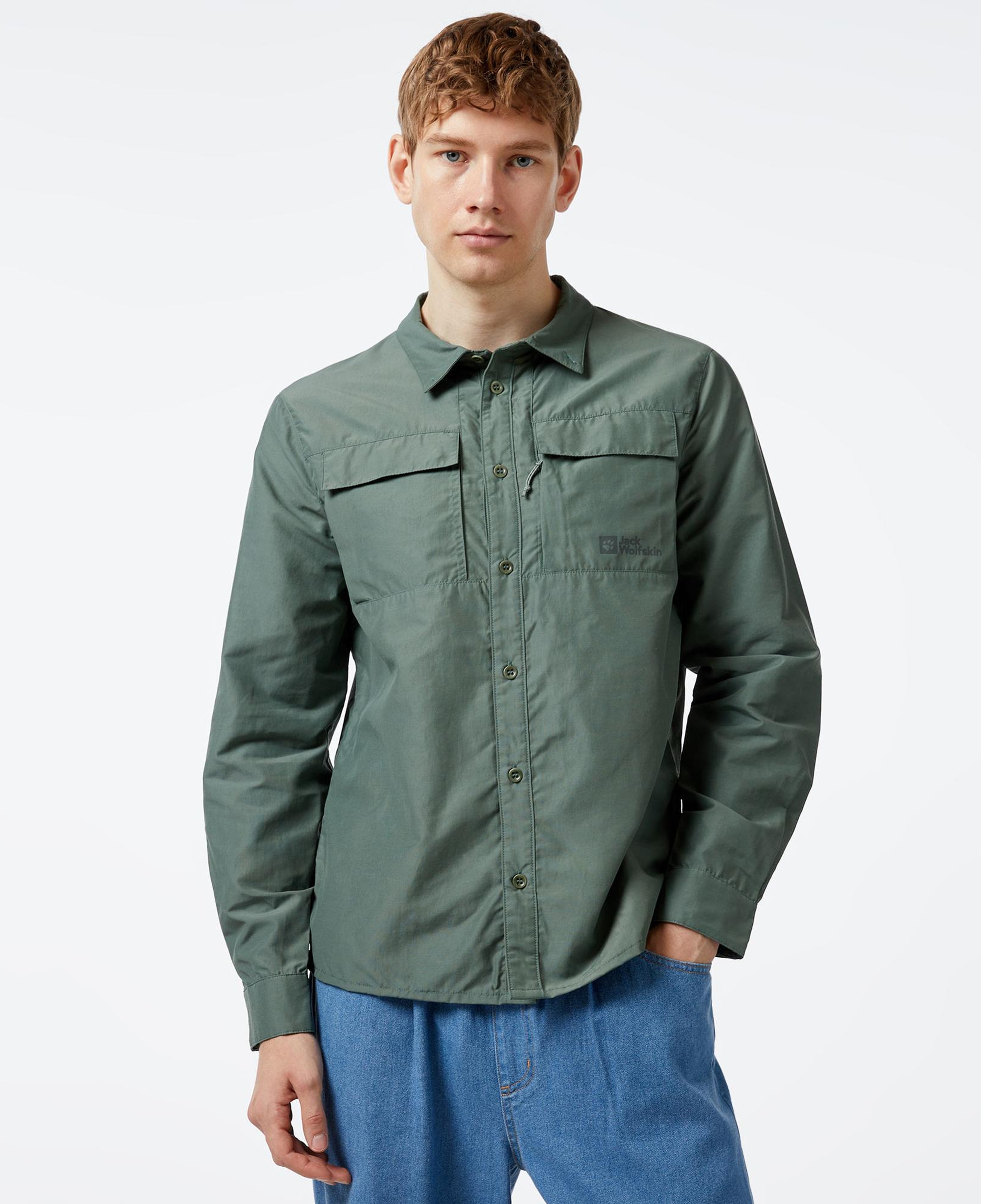 Jack Wolfskin Barrier L/S Erkek Yeşil Outdoor Gömlek