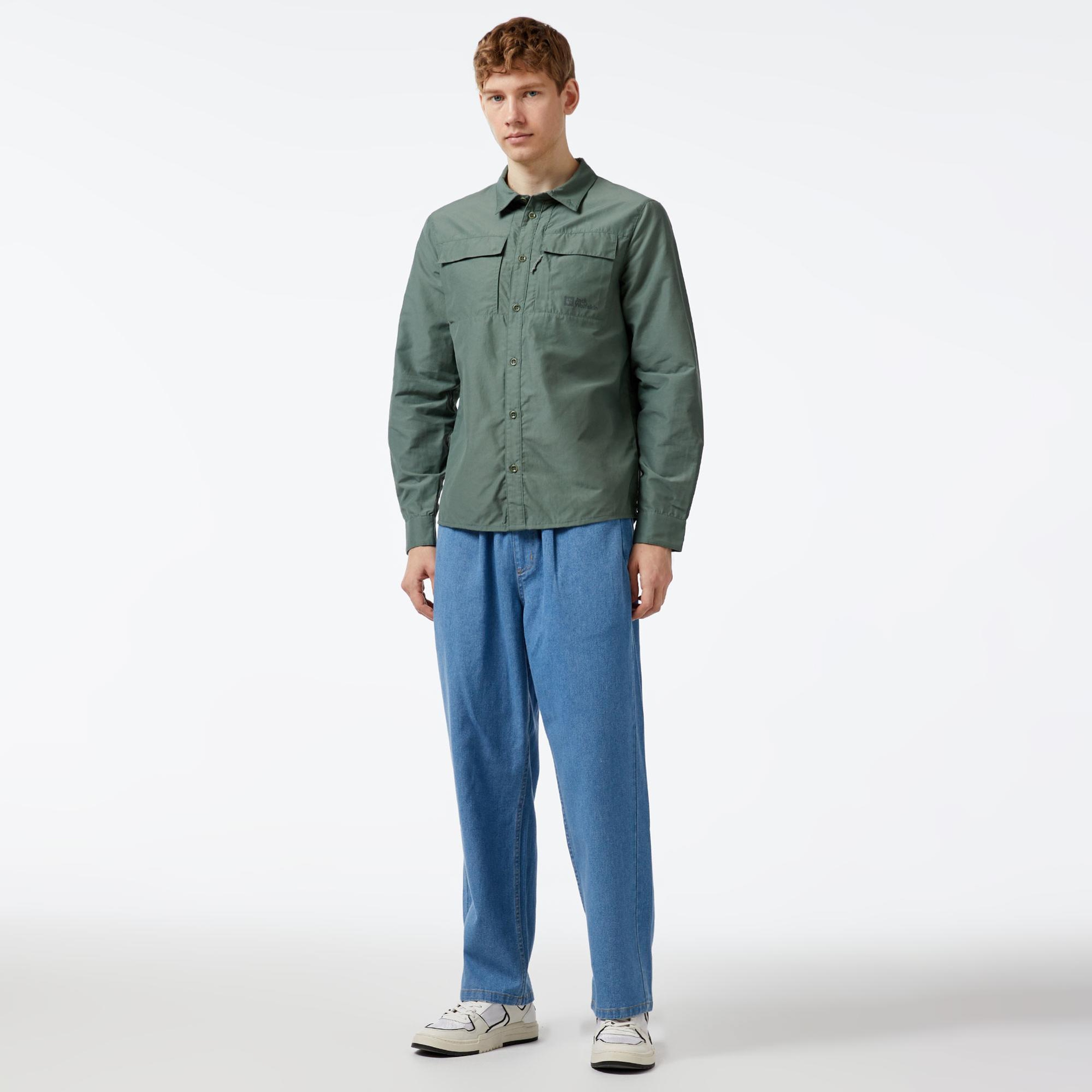 Jack Wolfskin Barrier L/S Erkek Yeşil Outdoor Gömlek