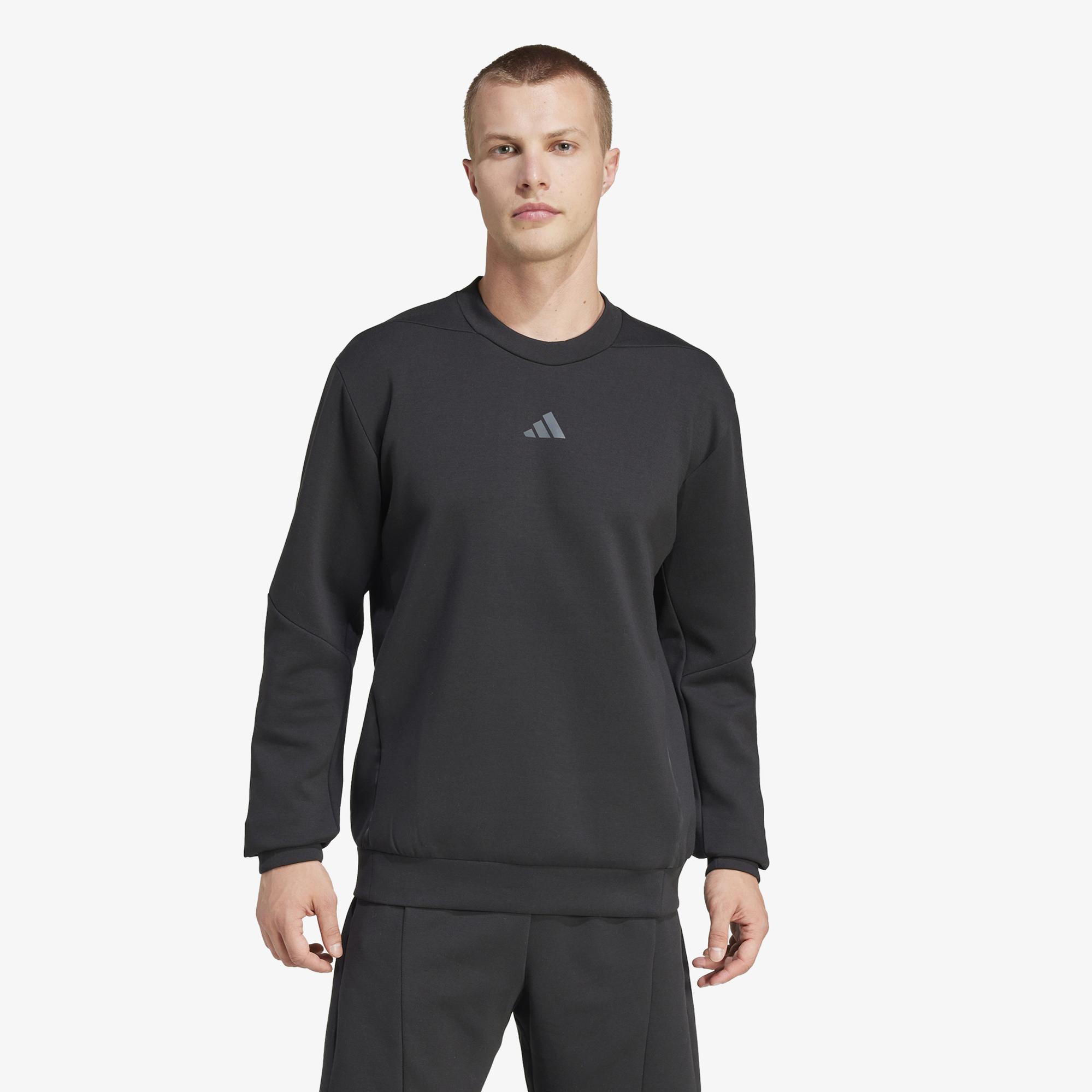 adidas Designed For Training Crew Erkek Siyah Sweatshirt