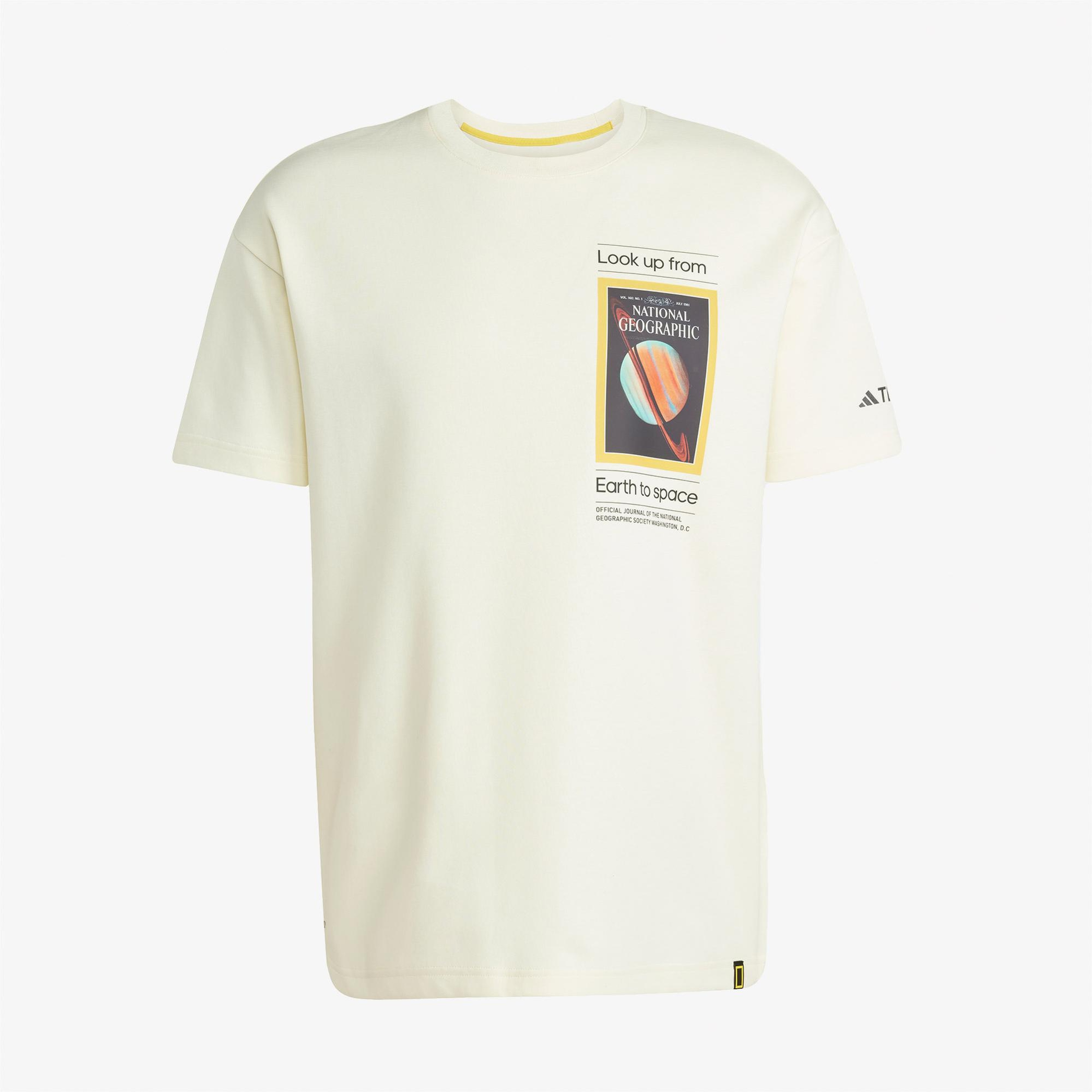 adidas Nat Geo Aeroready Graphic Erkek Bej T-Shirt