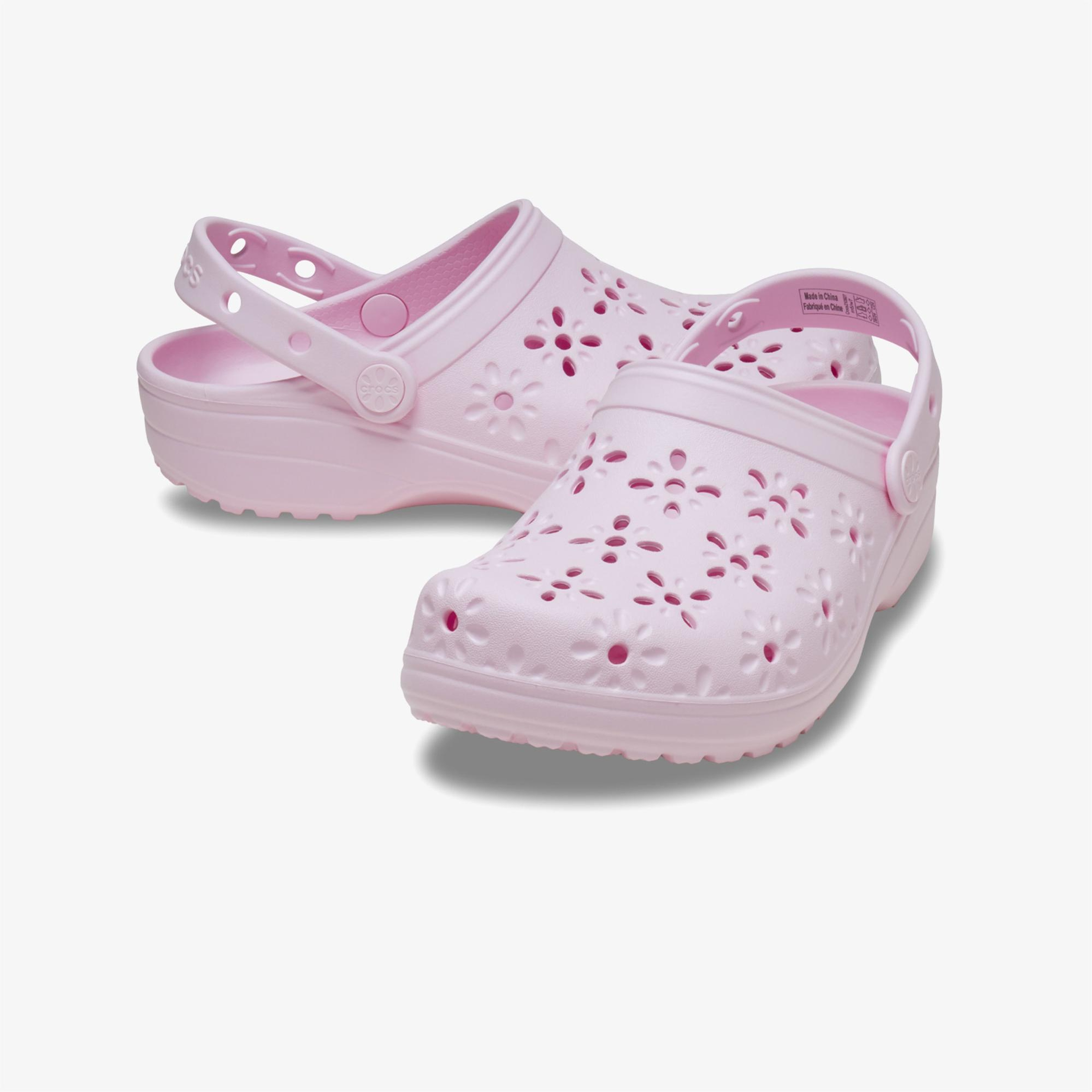 Crocs Classic Floral Cut Out Clog Kadın Pembe Terlik