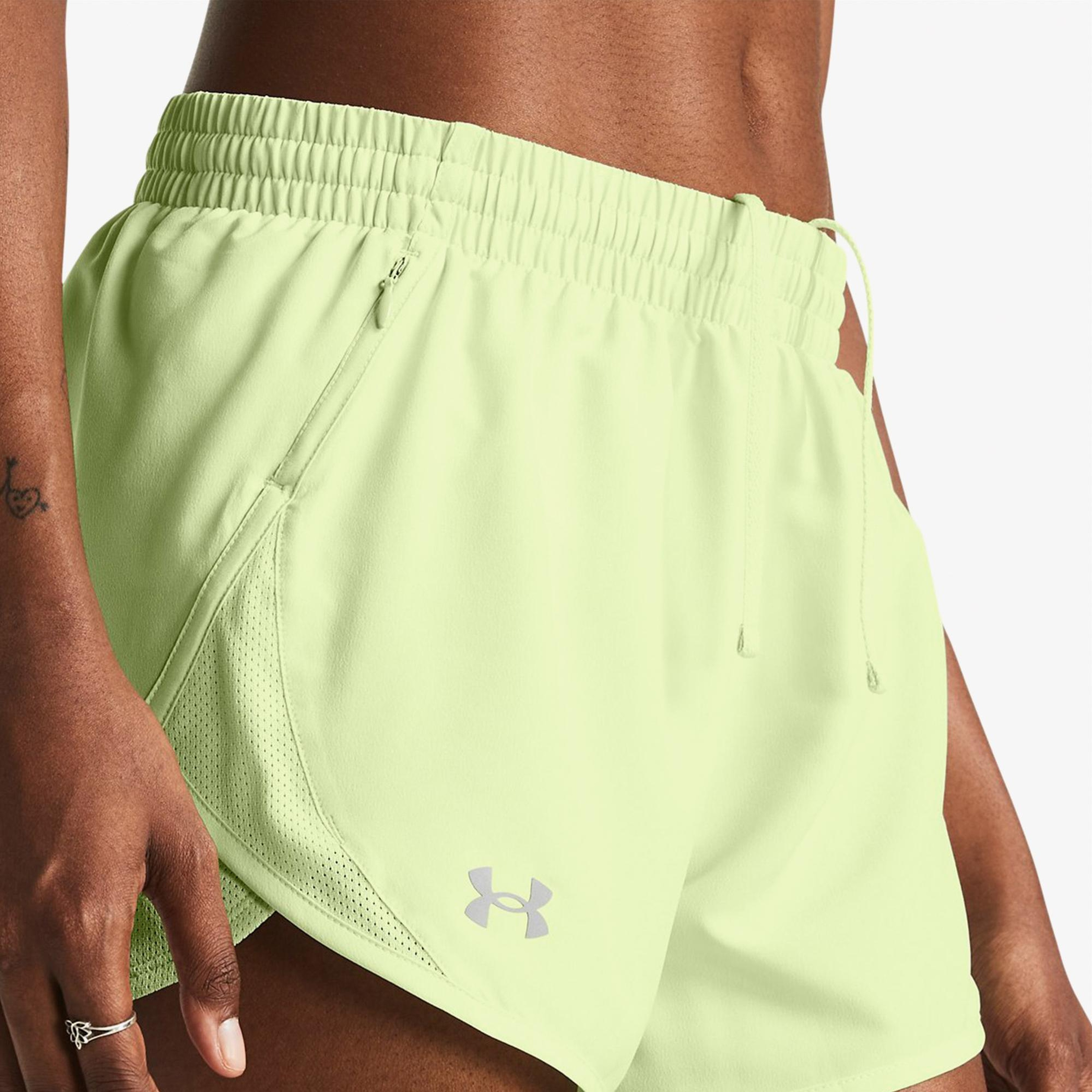 Under Armour Fly By 3inch Kadın Sarı Koşu Şortu