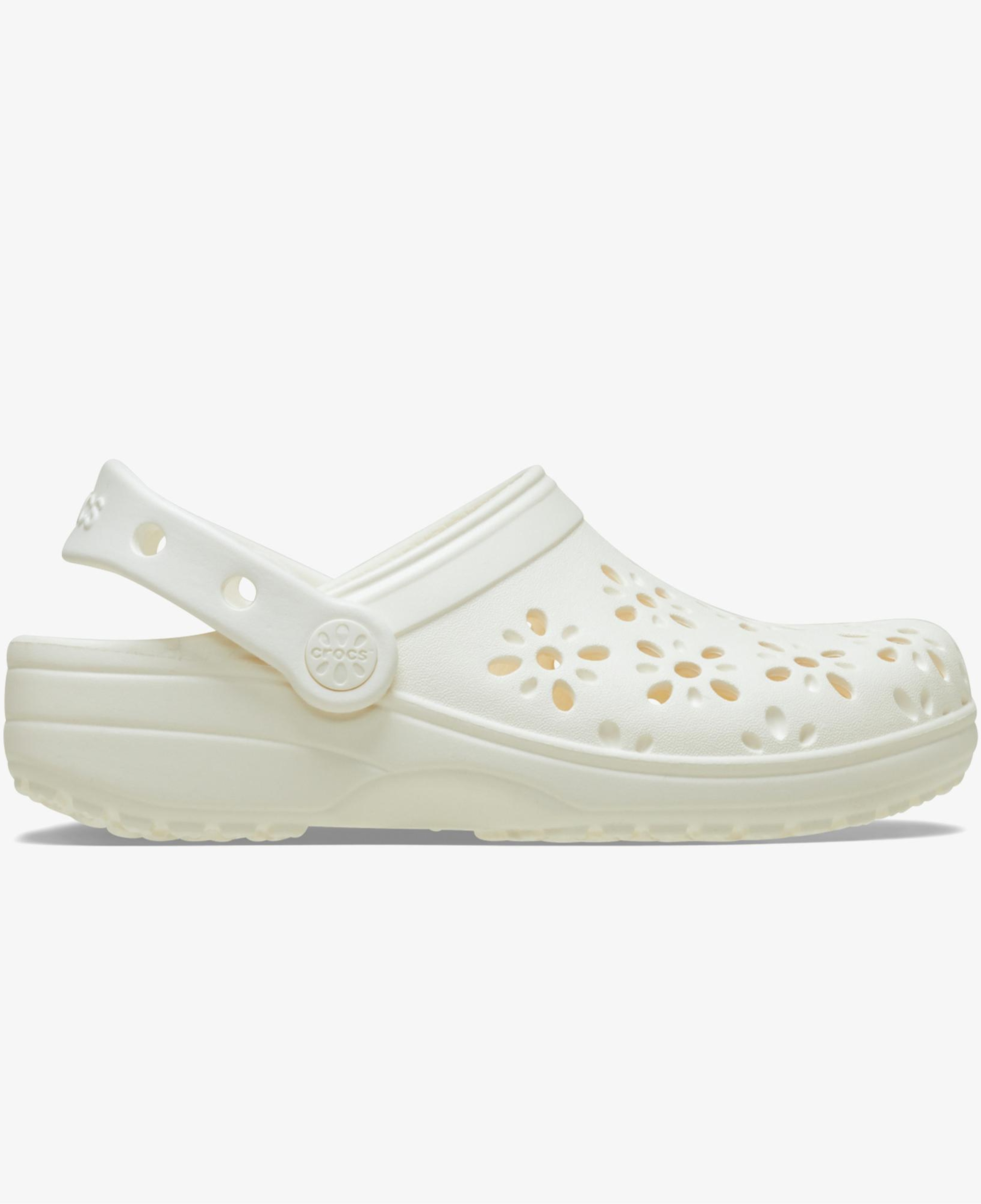 Crocs Classic Floral Cut Out Clog Kadın Krem Terlik