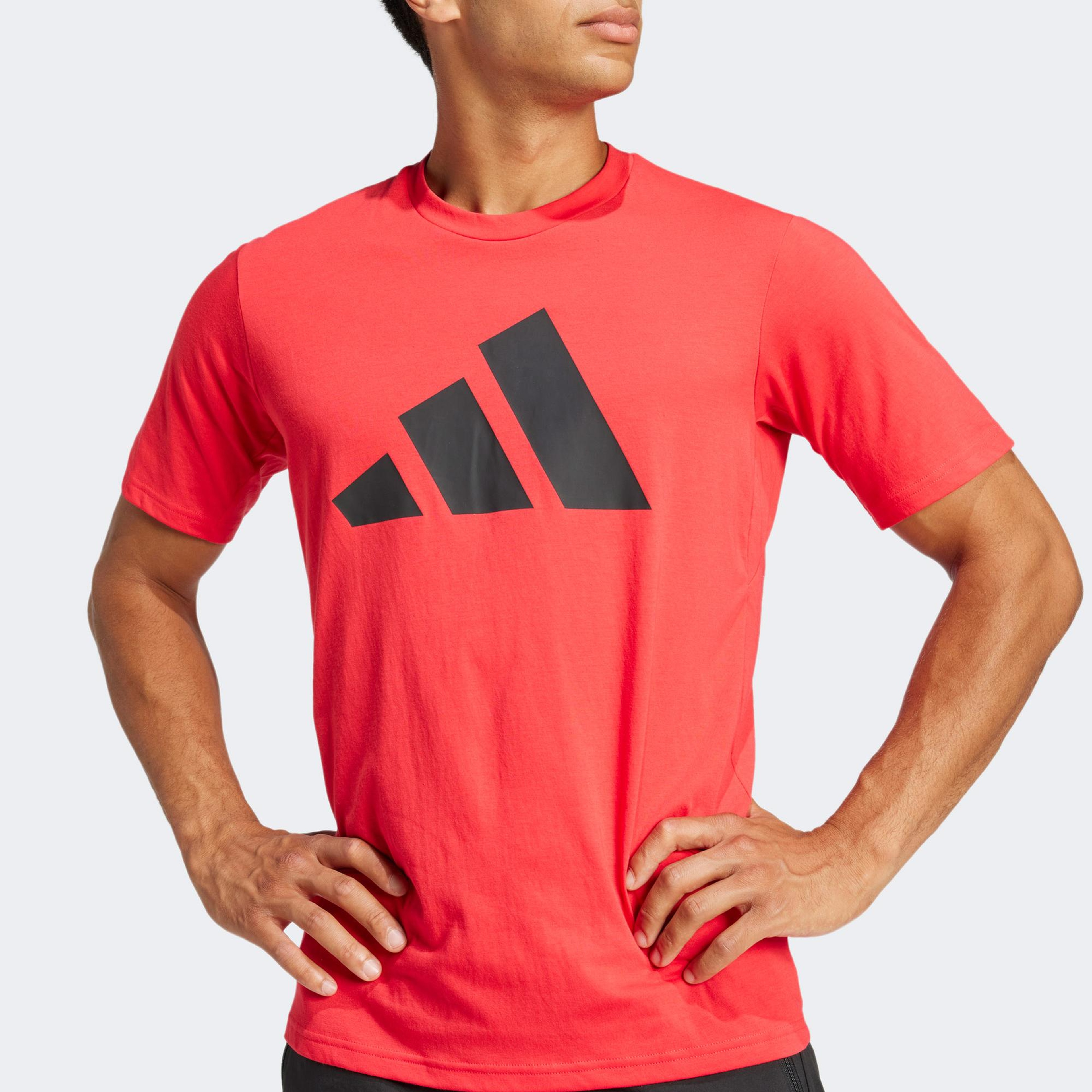 adidas Essentials Feelready Logo Erkek Kırmızı Antrenman T-Shirt