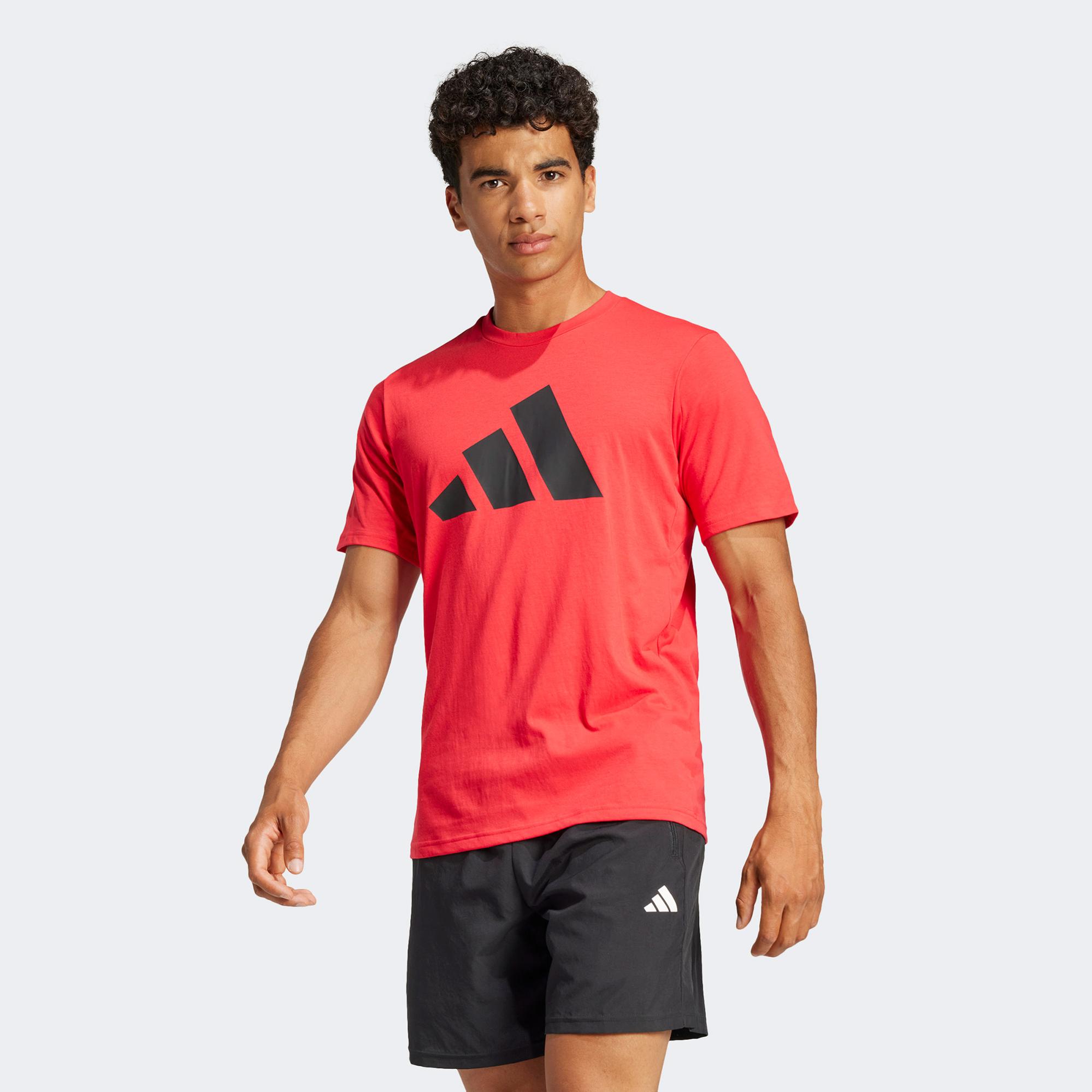 adidas Essentials Feelready Logo Erkek Kırmızı Antrenman T-Shirt