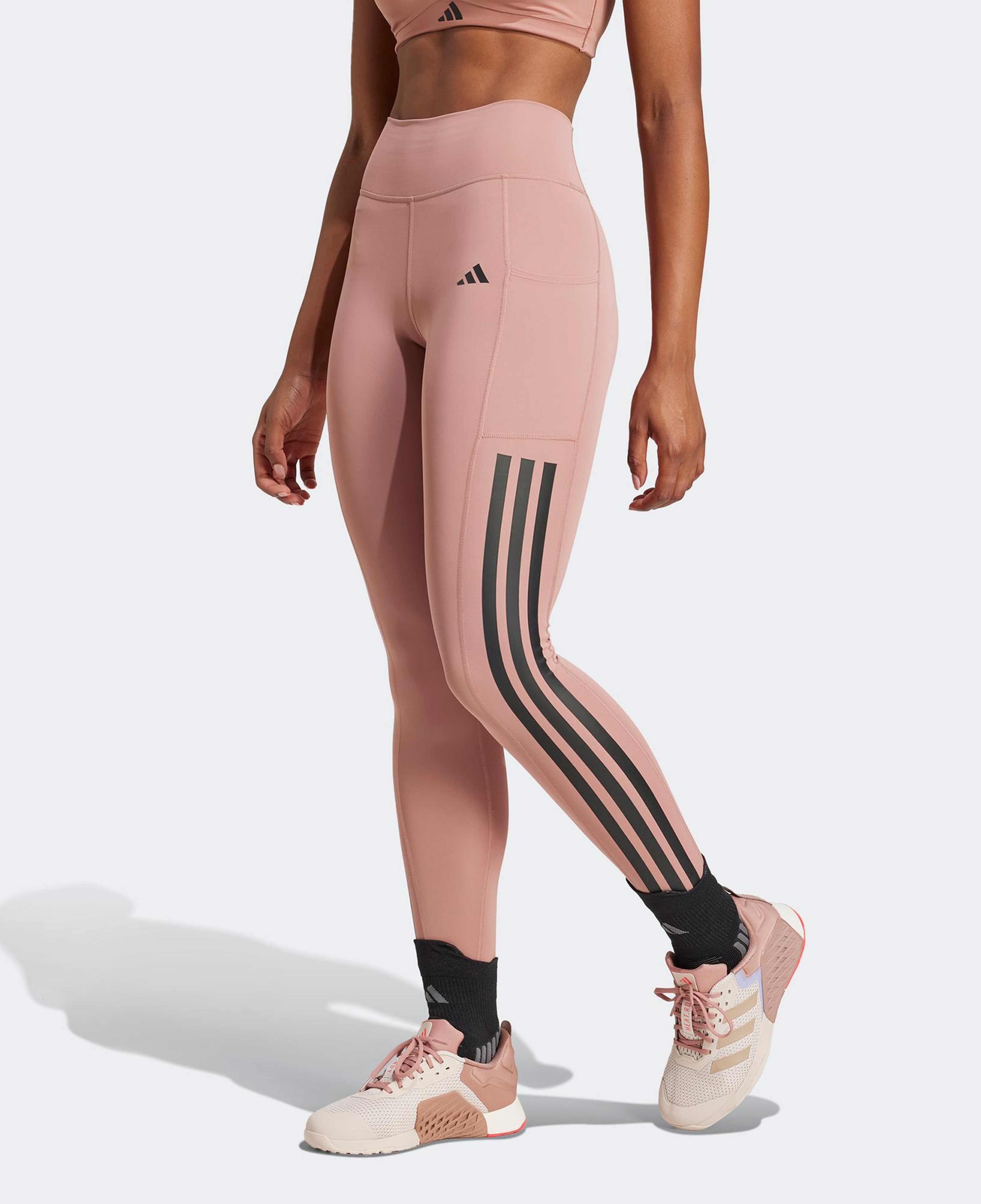 adidas Optime 3 Stripes Full Length Kadın Pembe Antrenman Tayt