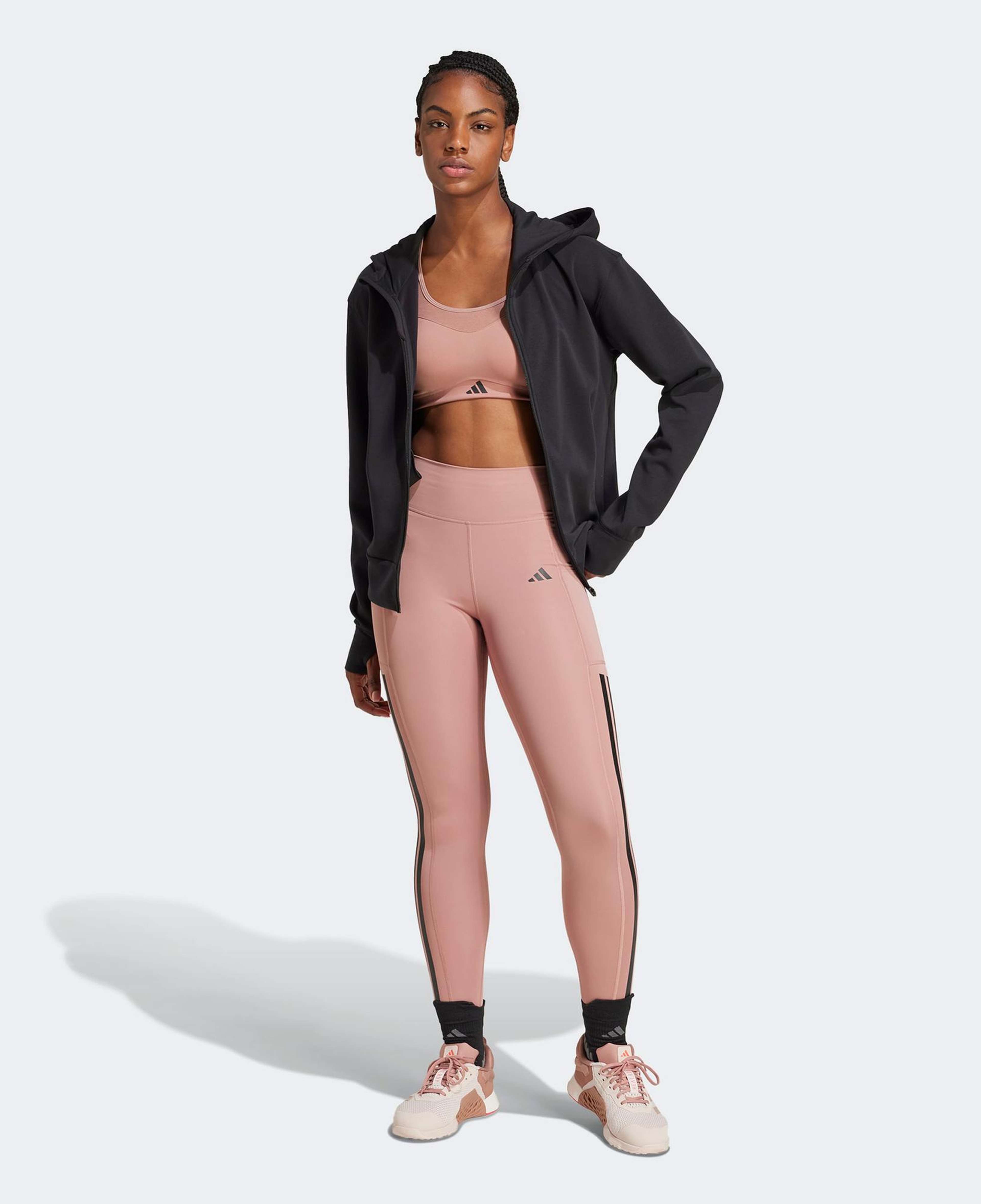 adidas Optime 3 Stripes Full Length Kadın Pembe Antrenman Tayt