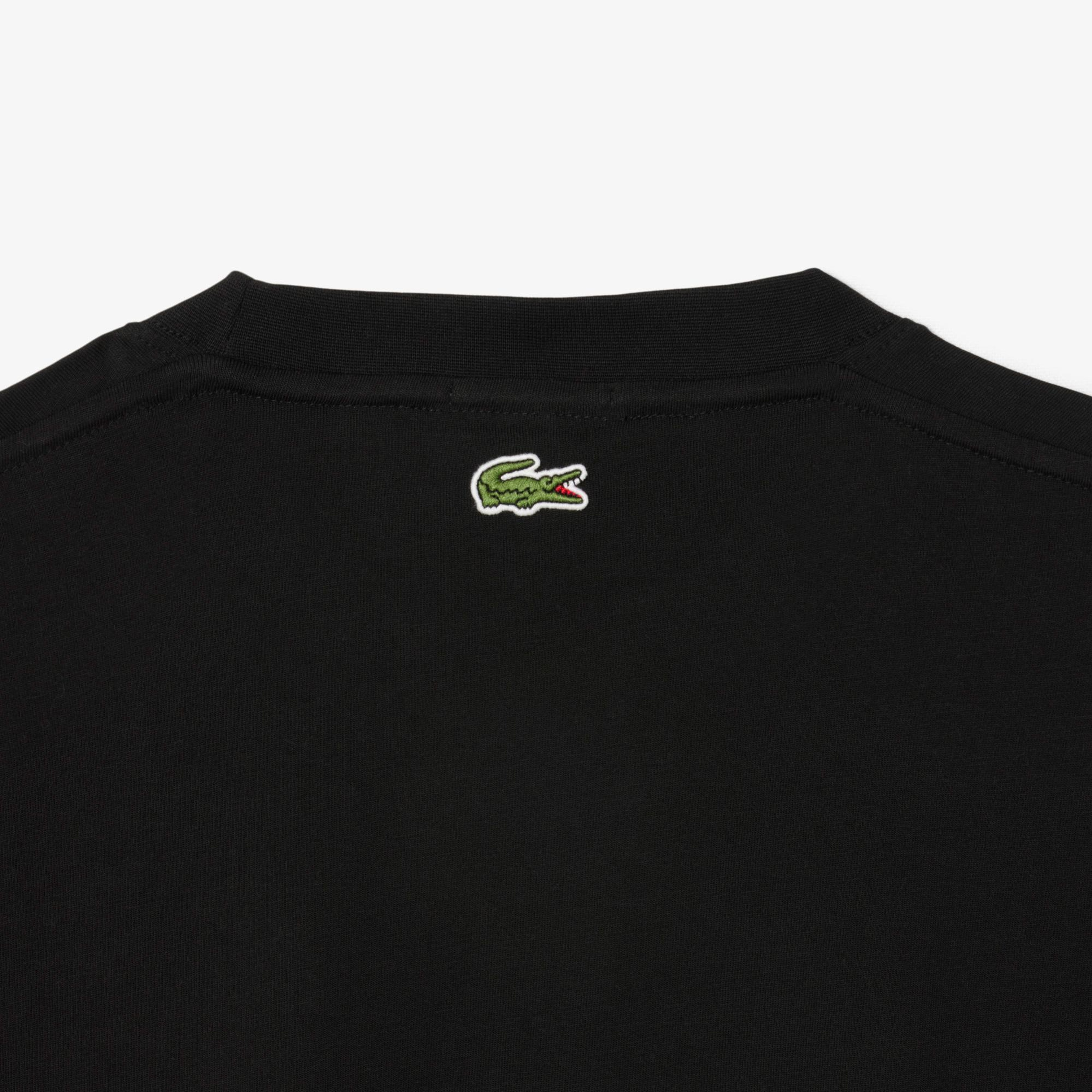 Lacoste Signature Print Paris Unisex Siyah T-Shirt