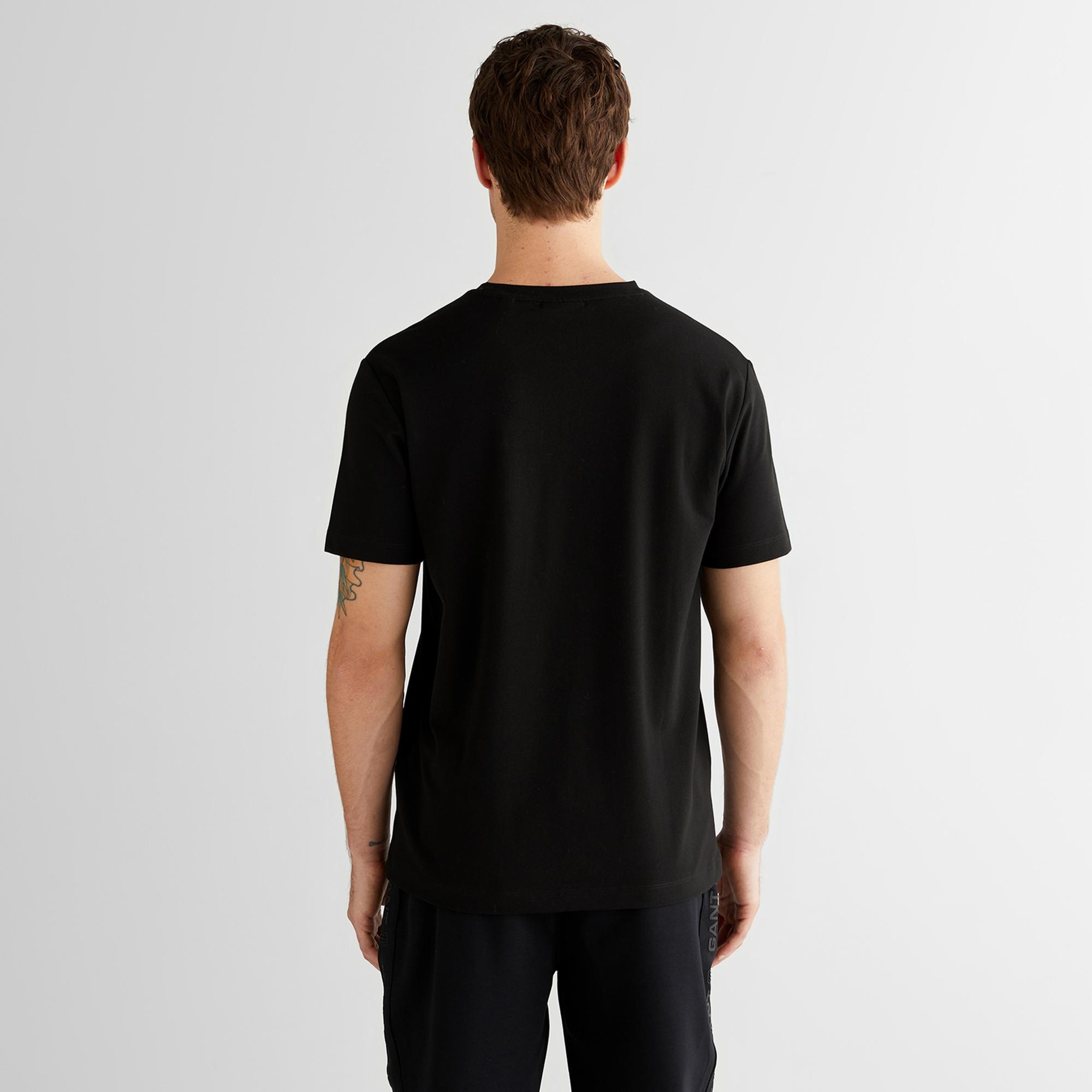 GANT Erkek Siyah Regular Fit Bisiklet Yaka T-Shirt