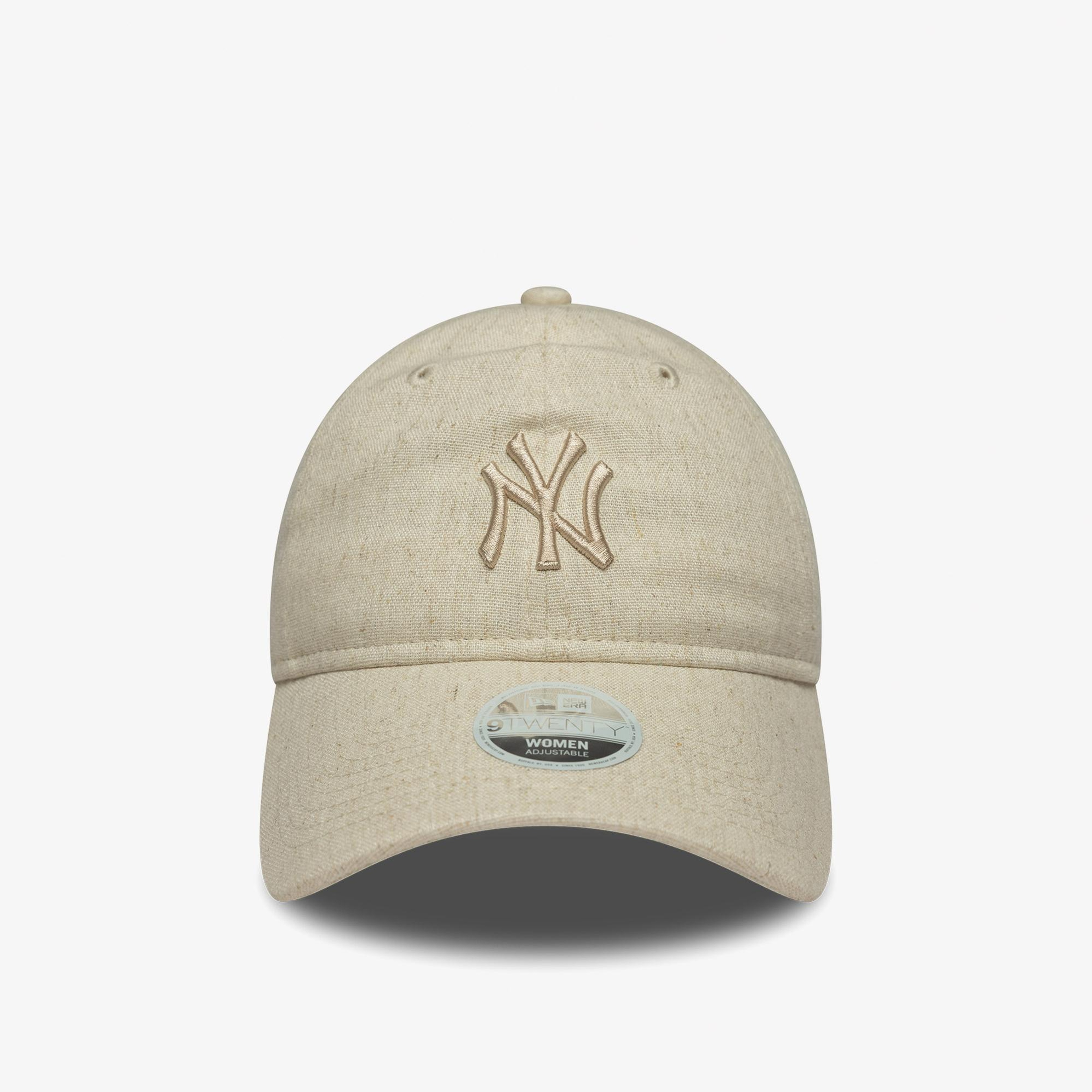 New Era 9Forty New York Yankes Mlb Linen Kadın Krem Şapka