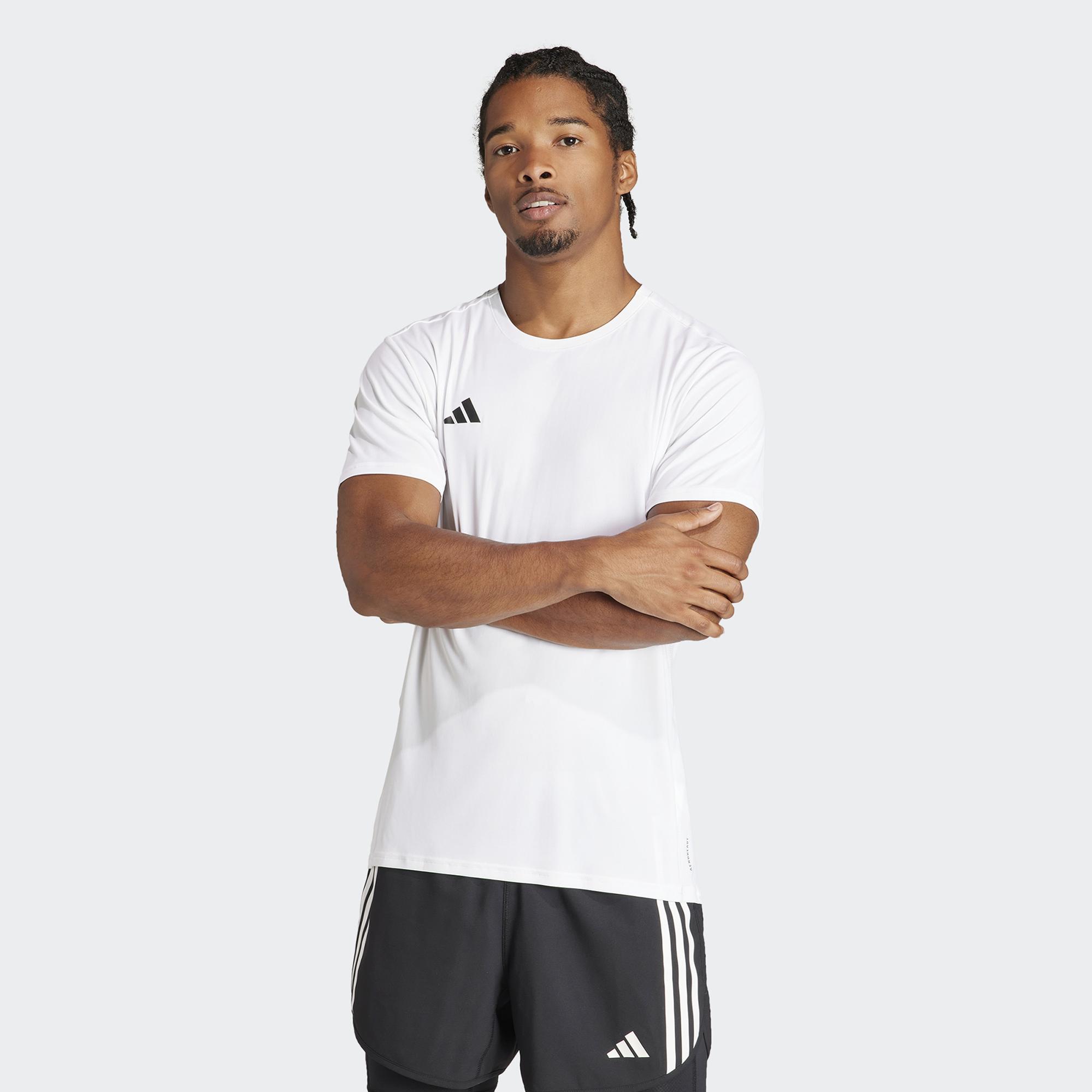 adidas Adizero Essentials Erkek Beyaz Koşu T-Shirt