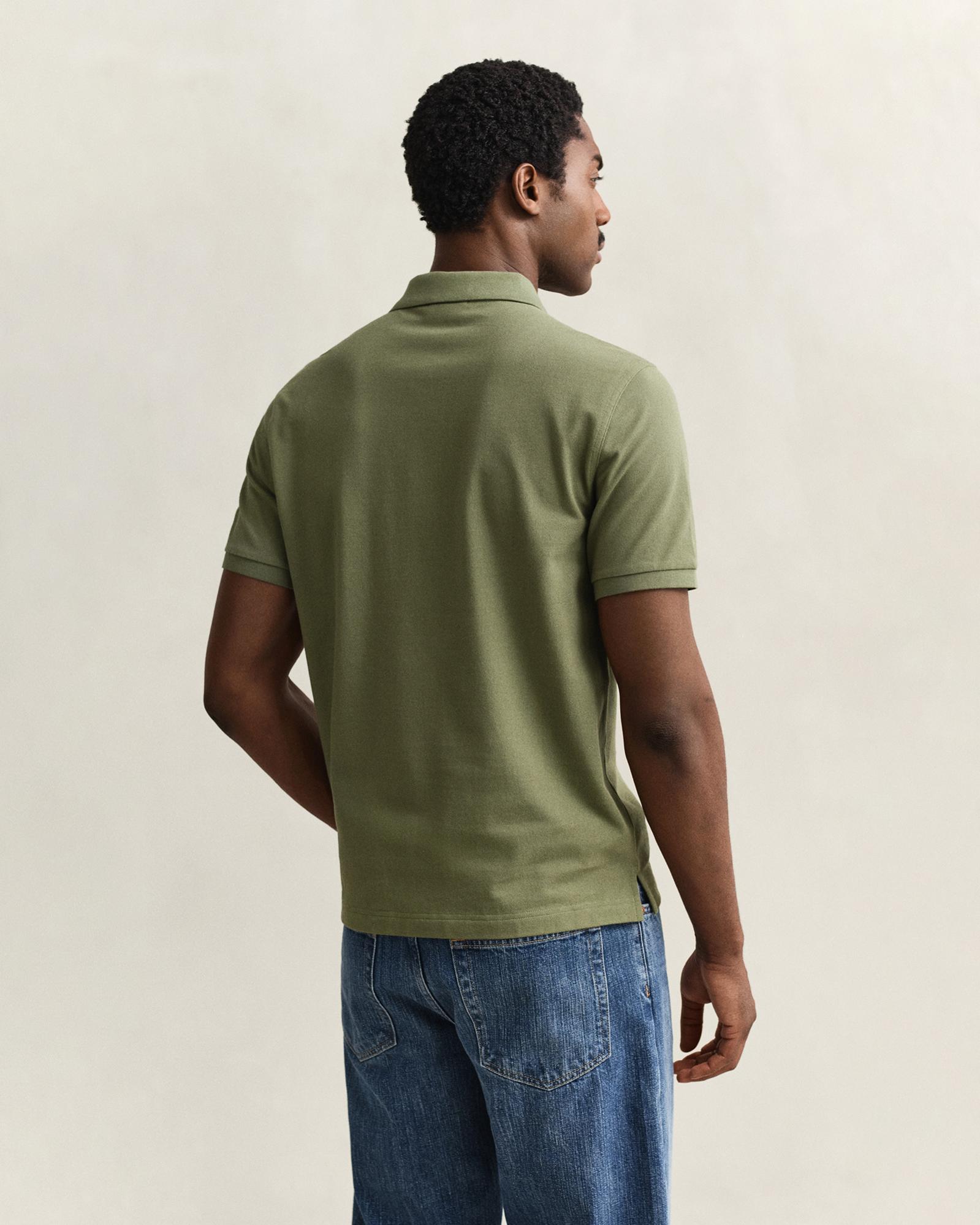 GANT Erkek Yeşil Regular Fit Logolu Polo Yaka T-Shirt