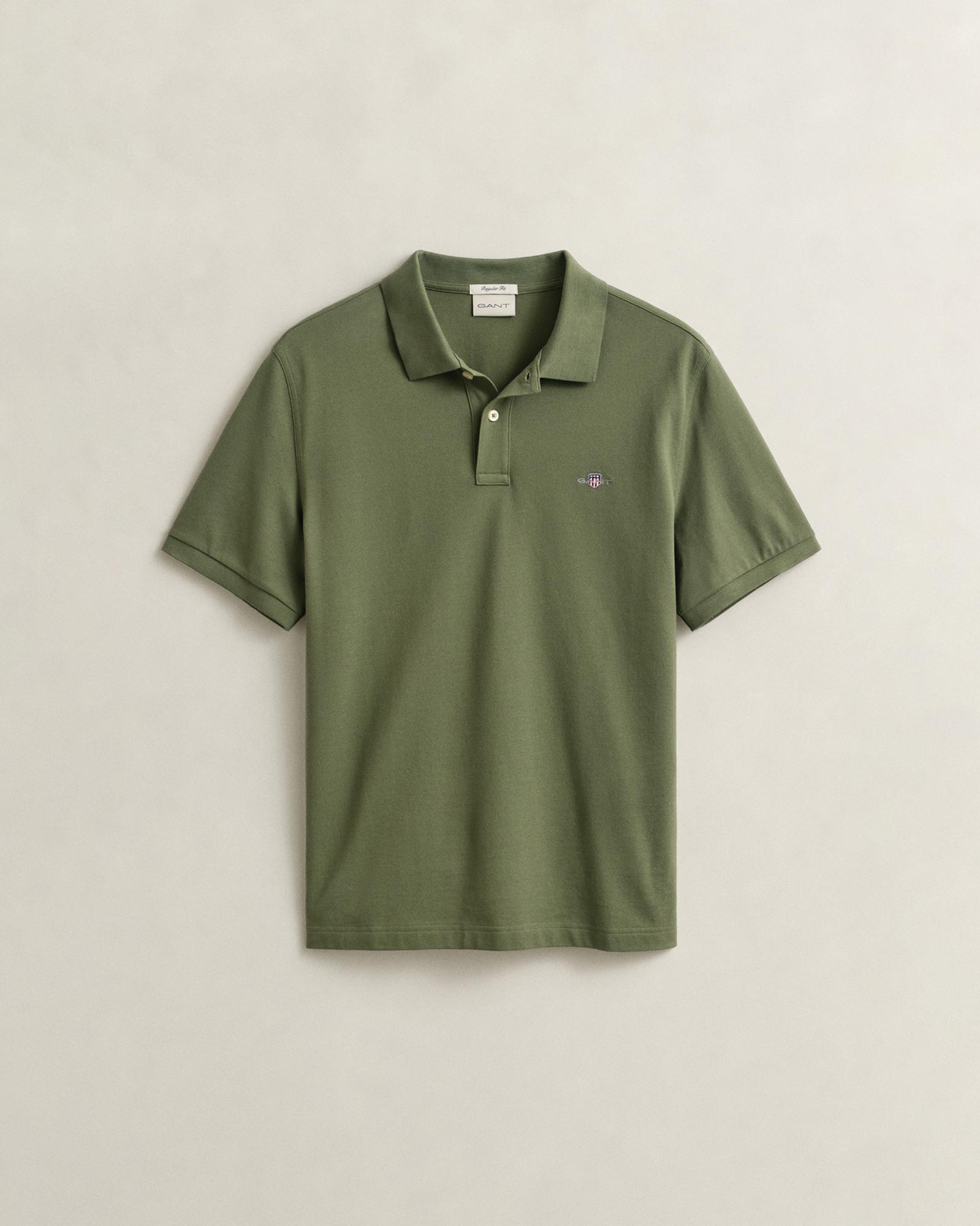 GANT Erkek Yeşil Regular Fit Logolu Polo Yaka T-Shirt