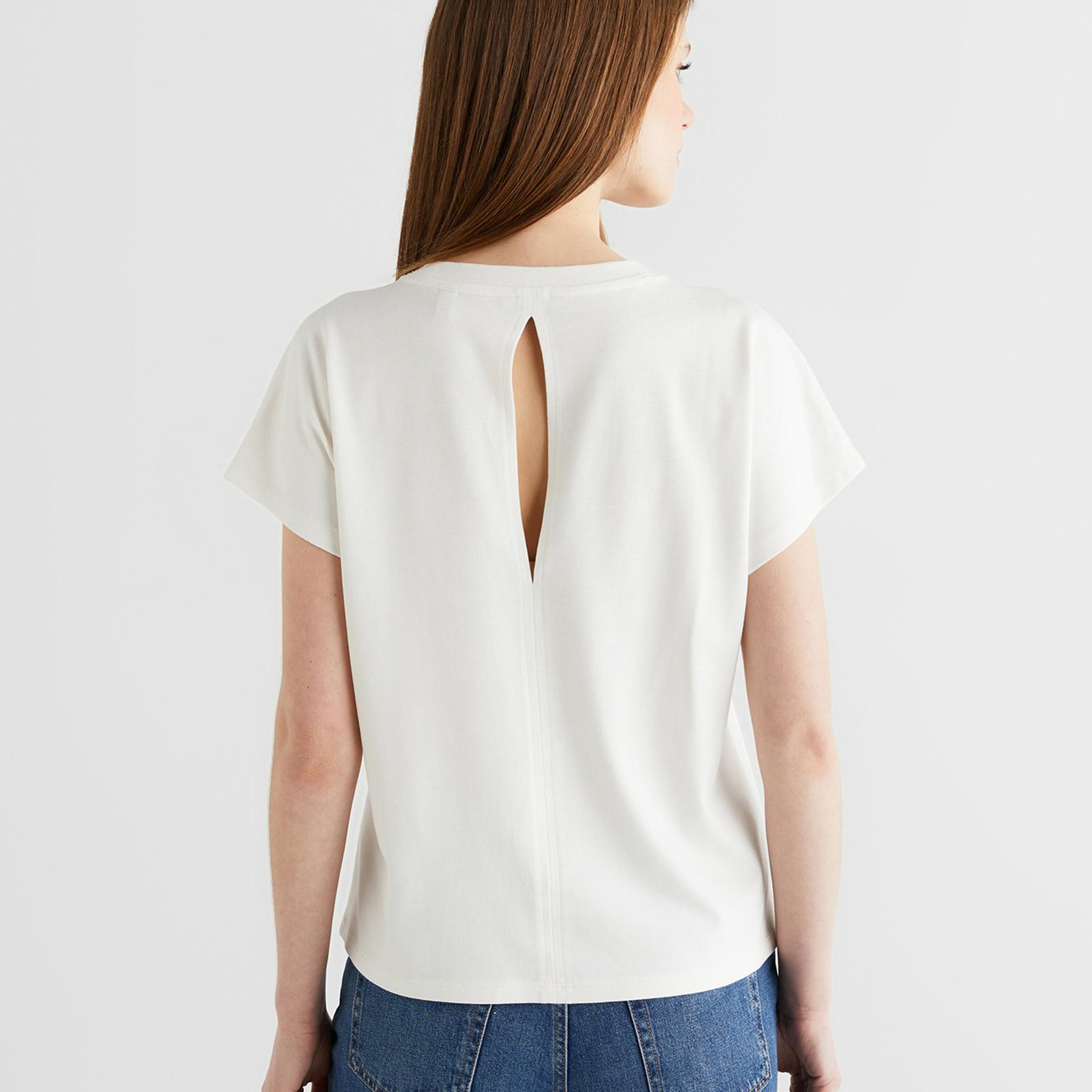 GANT Kadın Beyaz Bisiklet Yaka Regular Fit T-Shirt