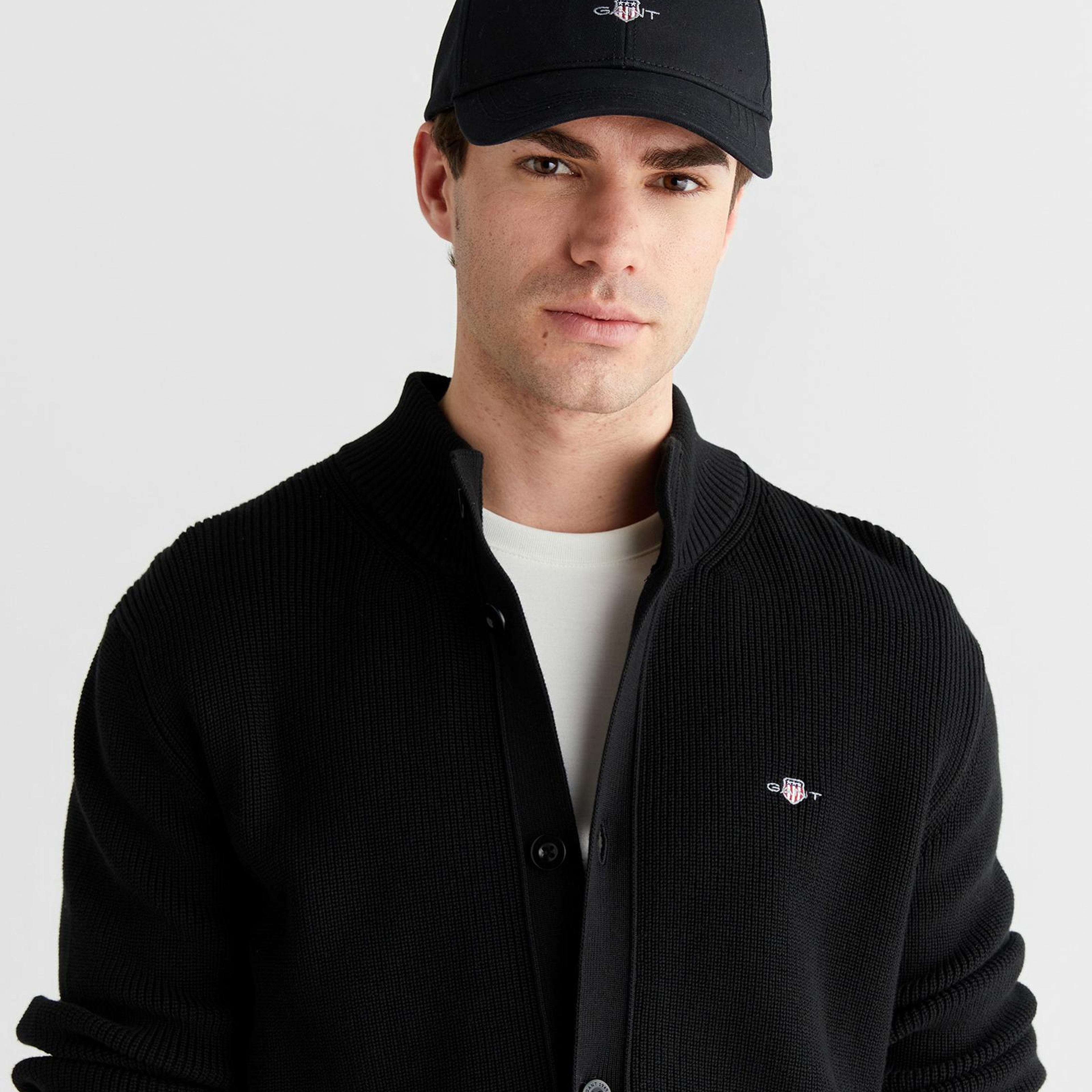 GANT Erkek Siyah Regular Fit Düğmeli Hırka