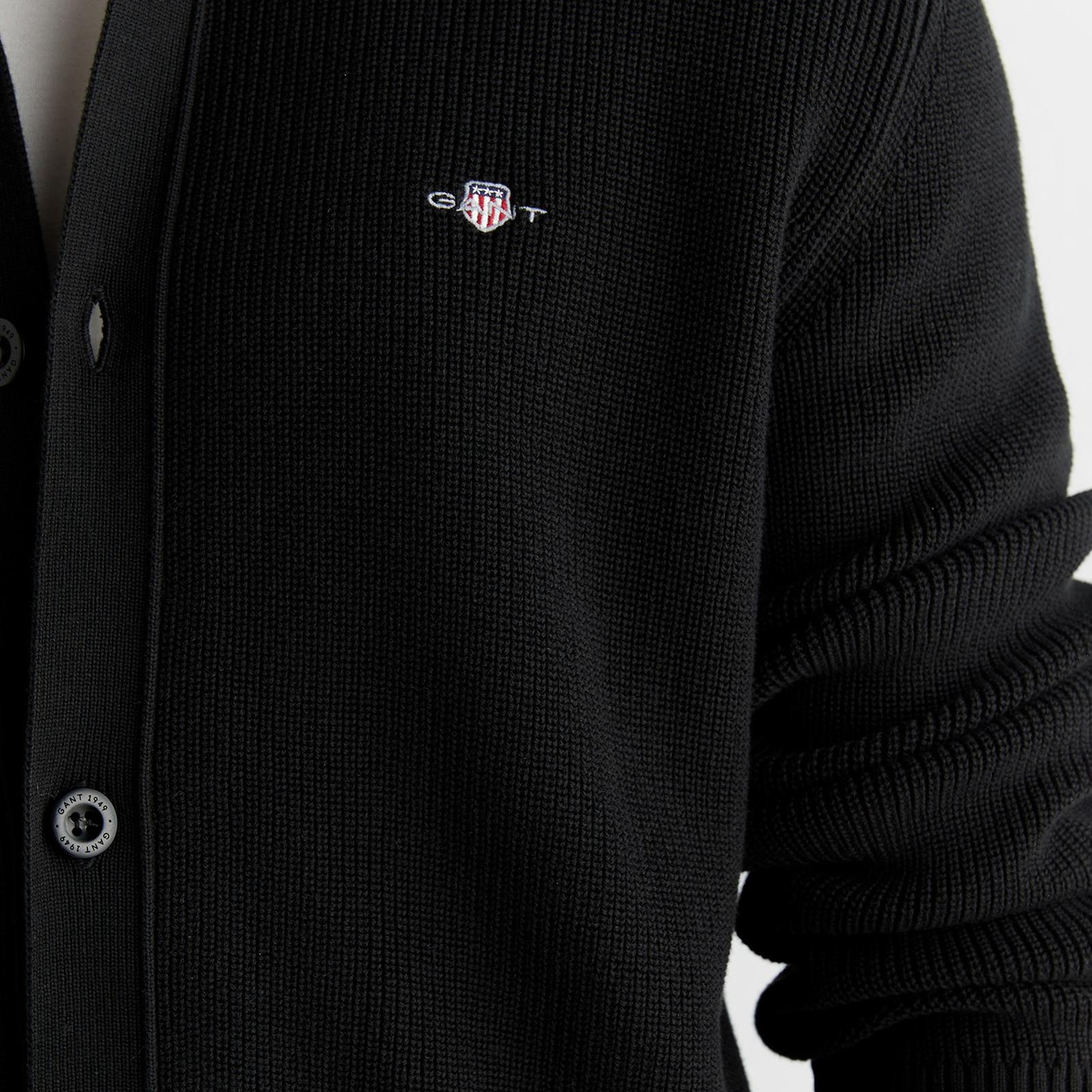 GANT Erkek Siyah Regular Fit Düğmeli Hırka