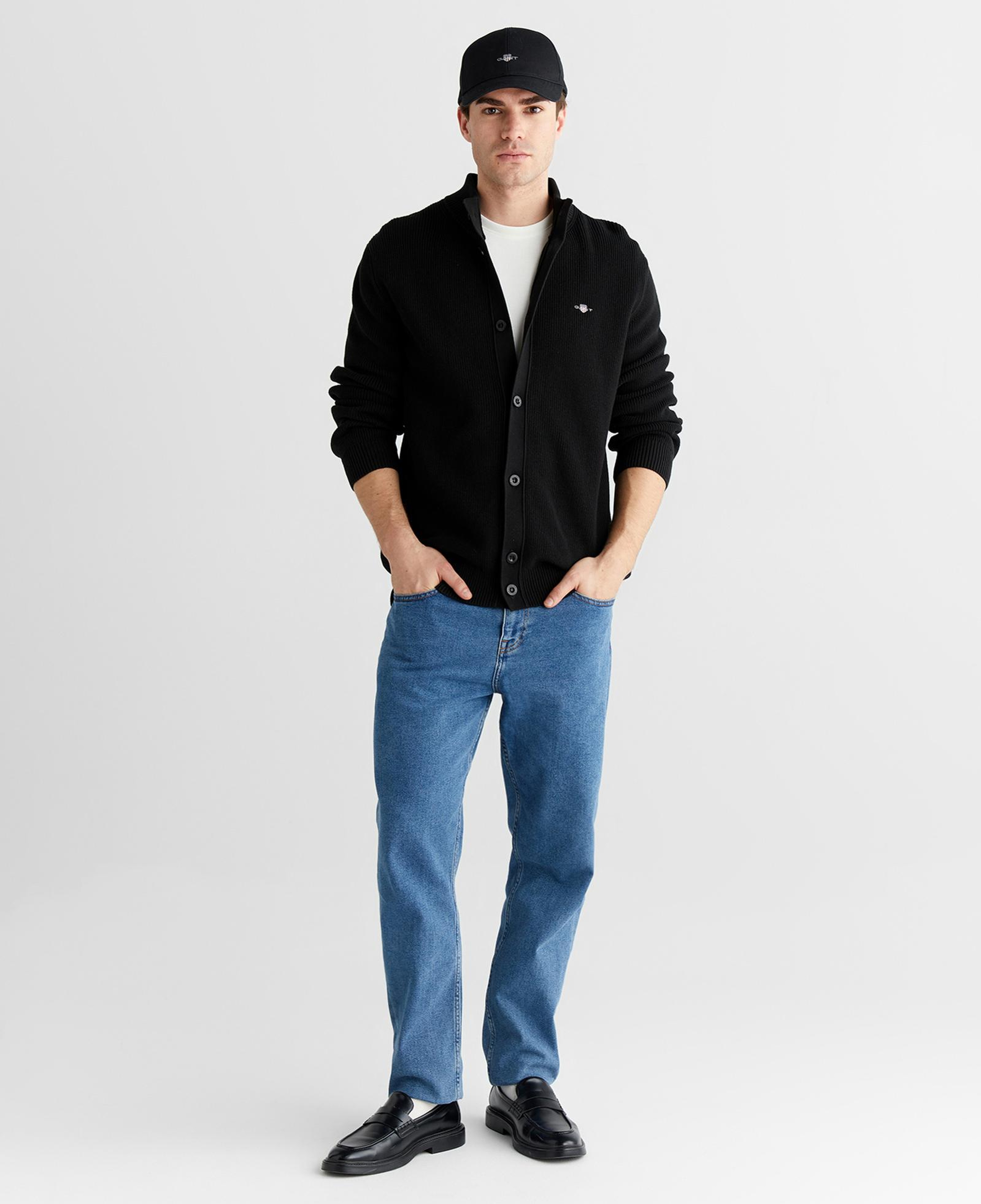 GANT Erkek Siyah Regular Fit Düğmeli Hırka