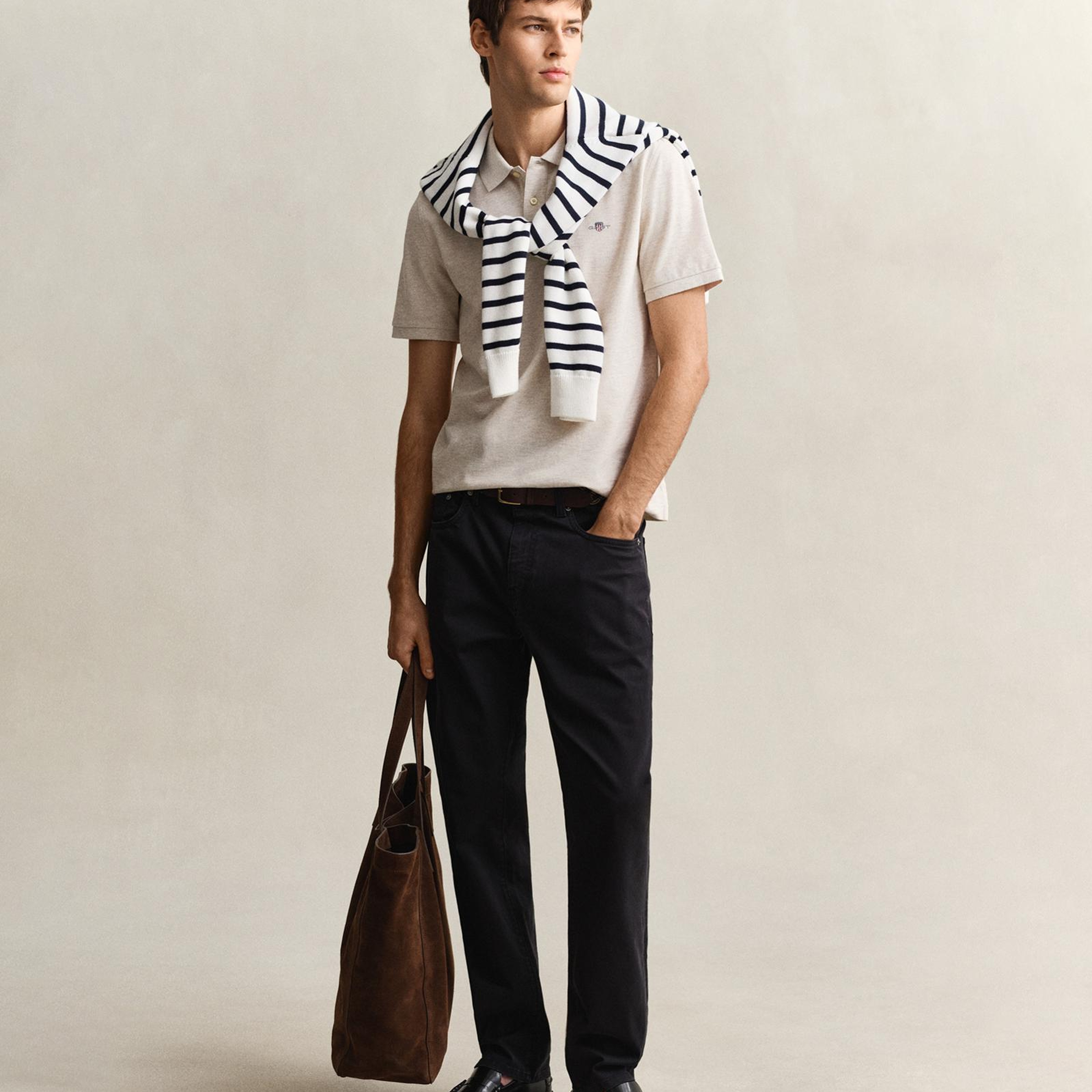 GANT Erkek Bej Regular Fit Logolu Polo Yaka T-Shirt