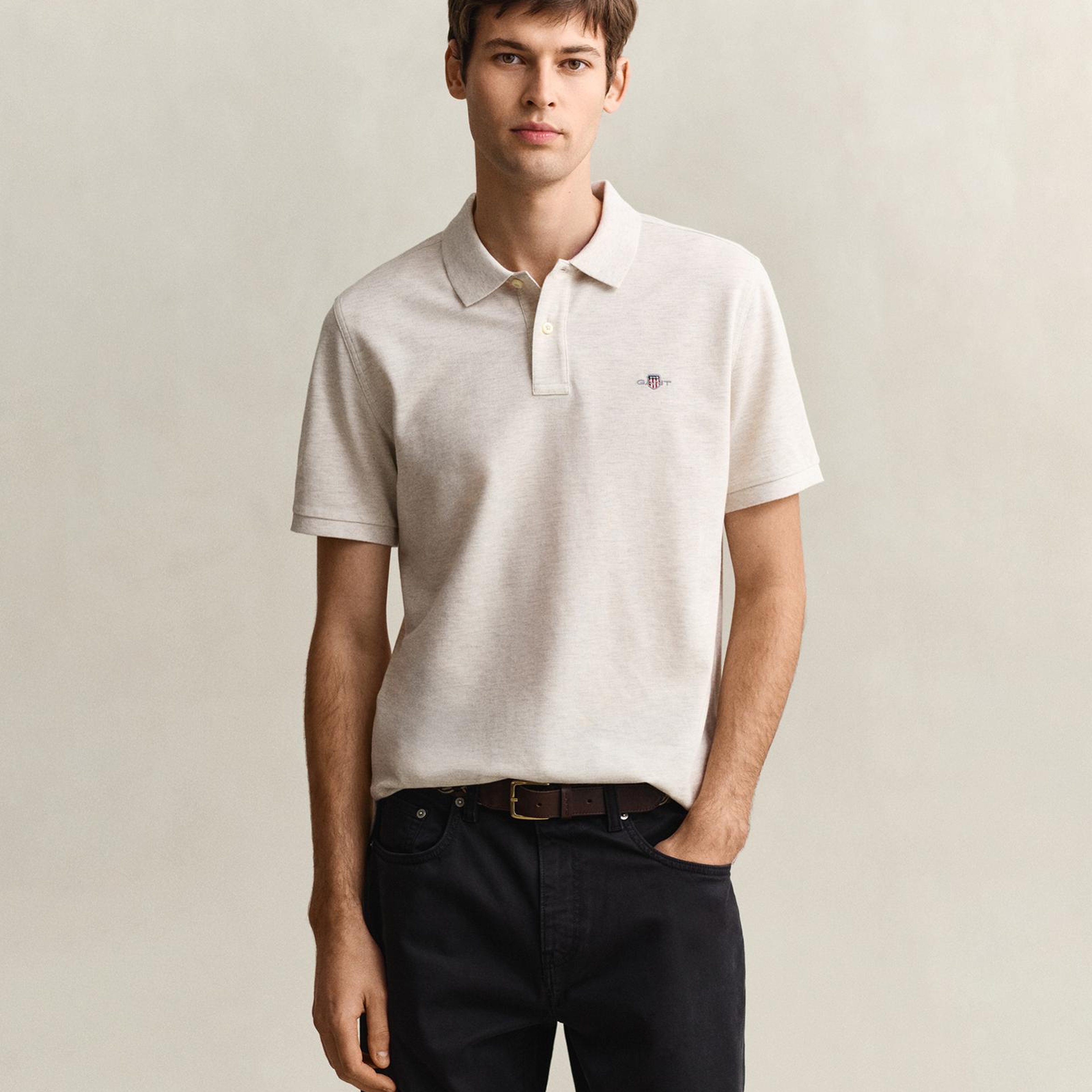 GANT Erkek Bej Regular Fit Logolu Polo Yaka T-Shirt