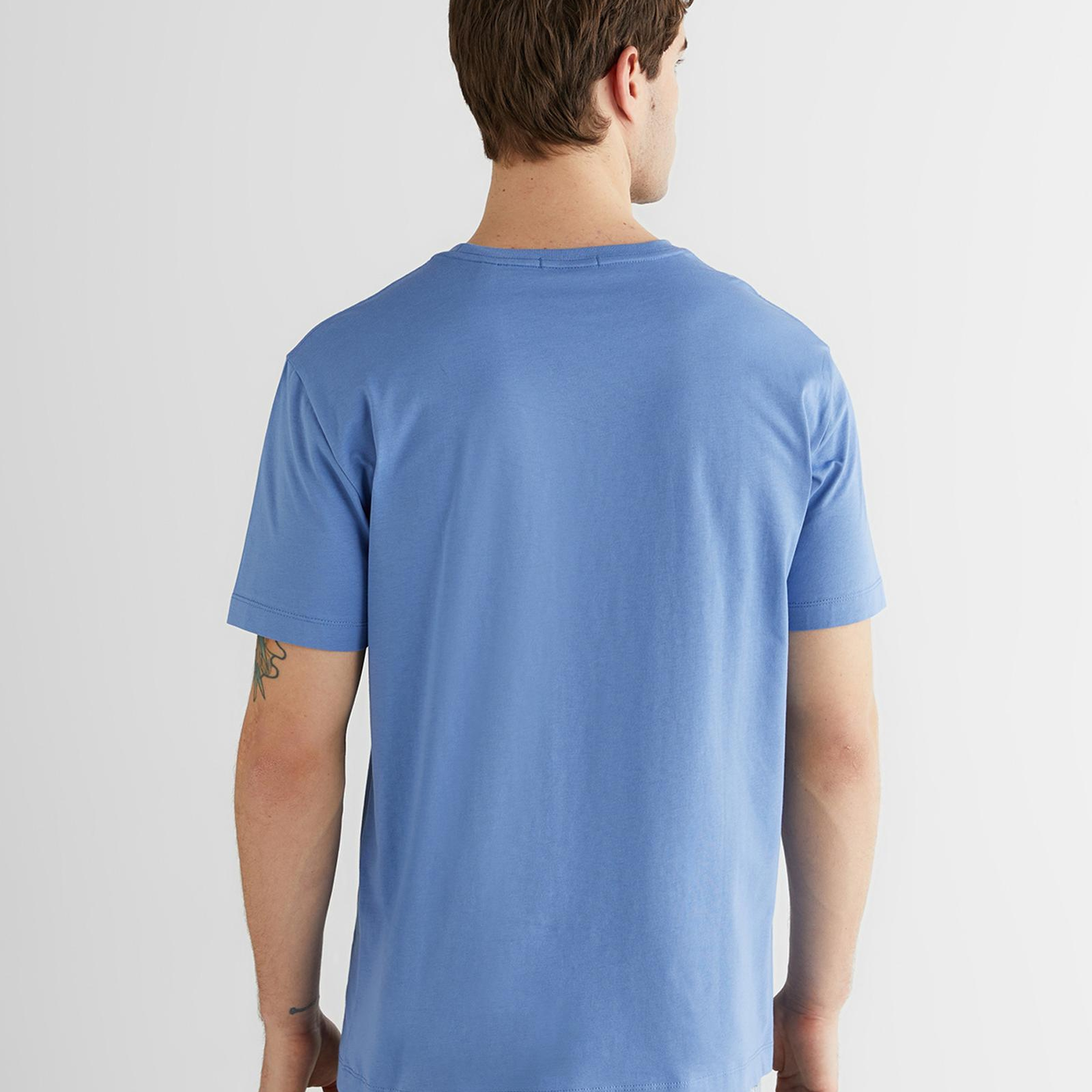 GANT Erkek Mavi Bisiklet Yaka Regular Fit Logolu T-Shirt